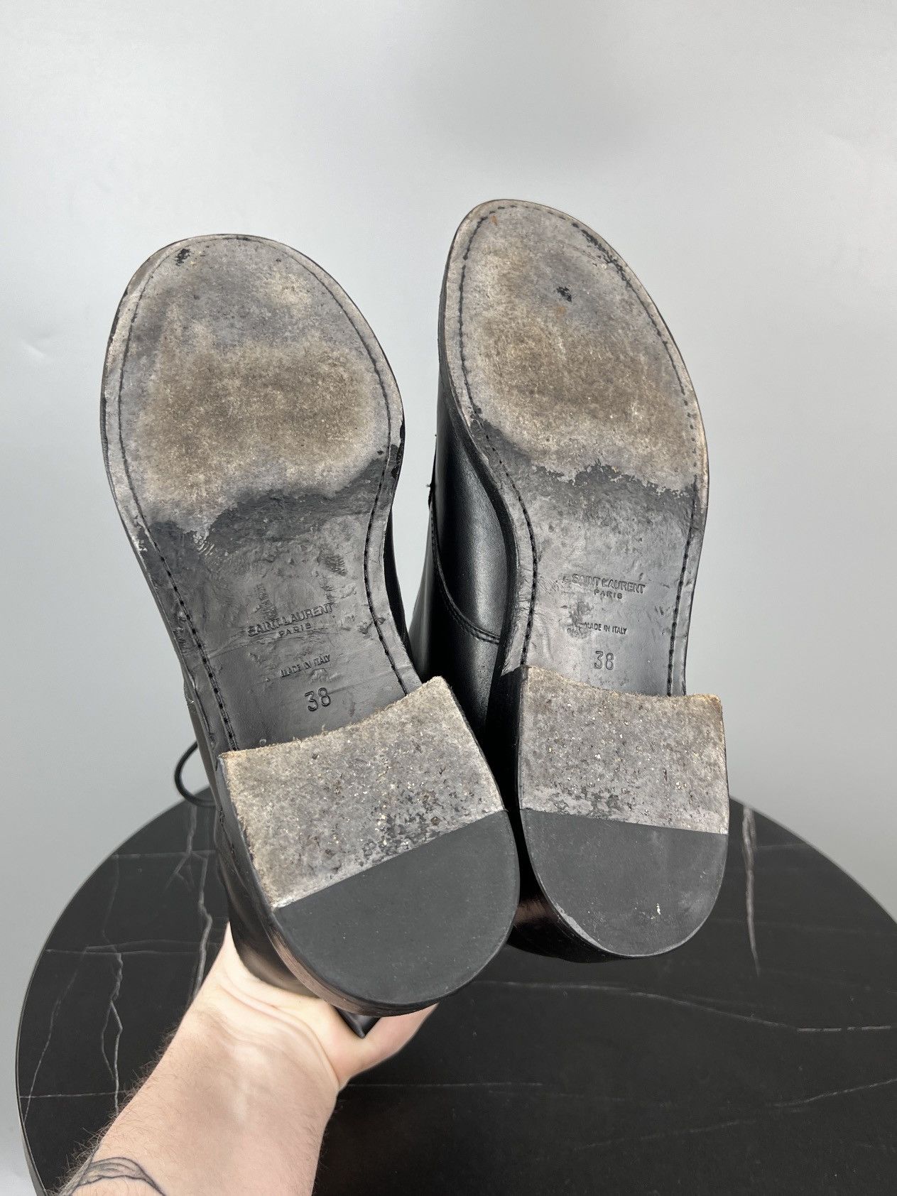 Saint Laurent Paris Saint Laurent Paris Leather Lace Up Ankle Boots (Y0381) Size US 8 / IT 38 - 10 Thumbnail