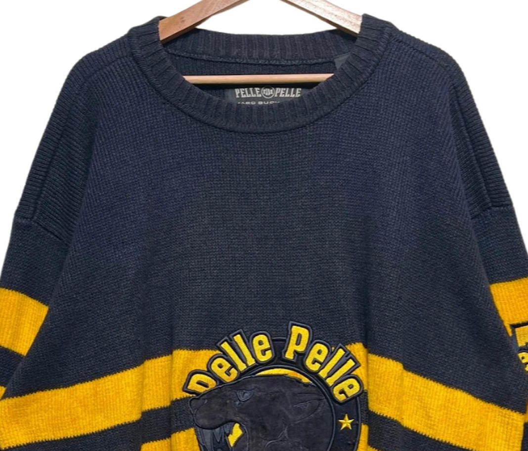 Pelle Pelle × Vintage Vintage Y2K Pelle Pelle Knitted Sweater Navy XXL Puma Size US XXL / EU 58 / 5 - 3 Thumbnail