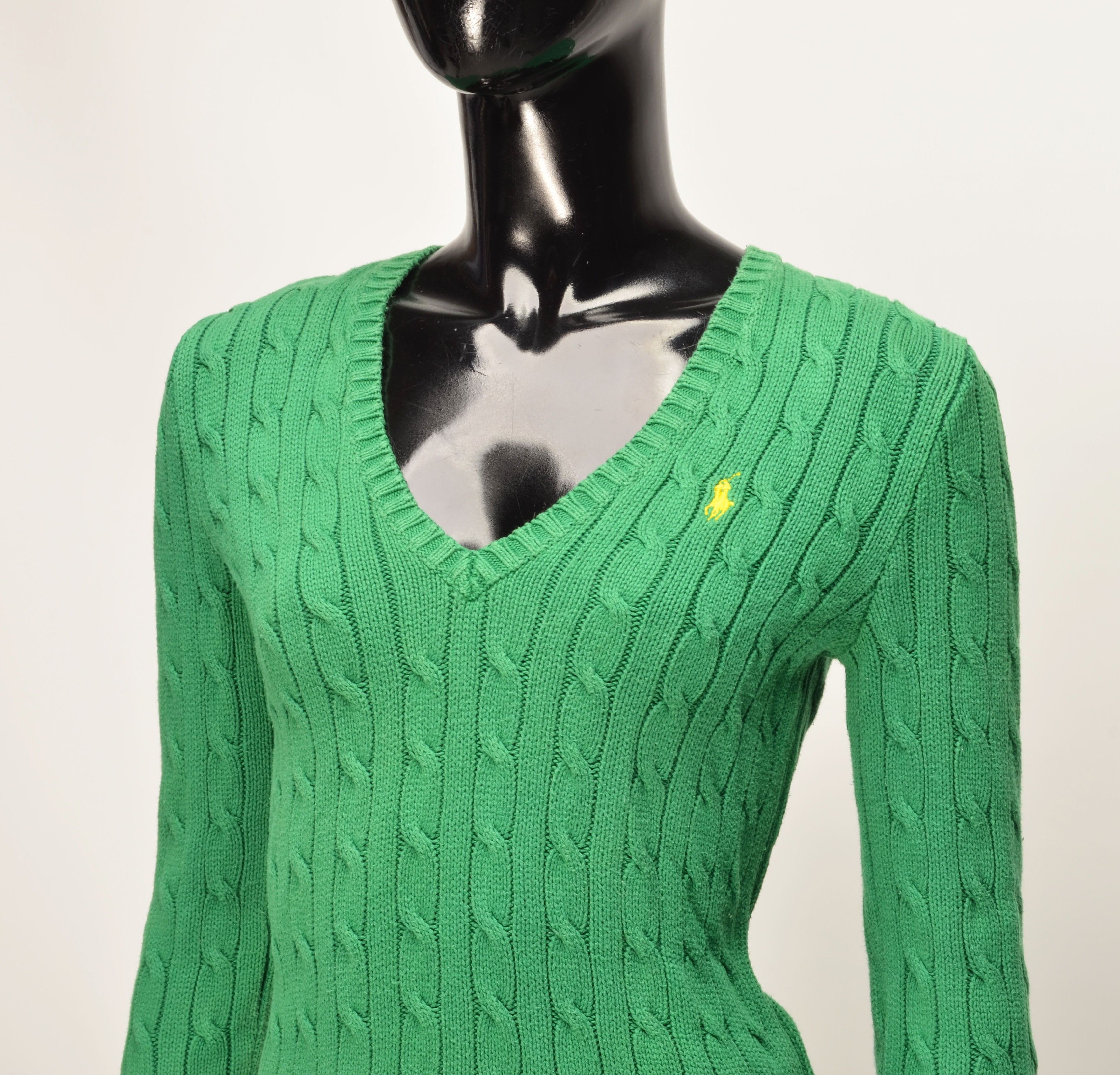 Polo Ralph Lauren Vintage Polo Ralph Lauren Chunky Knit V-Neck Jumper Size XS / US 0-2 / IT 36-38 - 2 Thumbnail