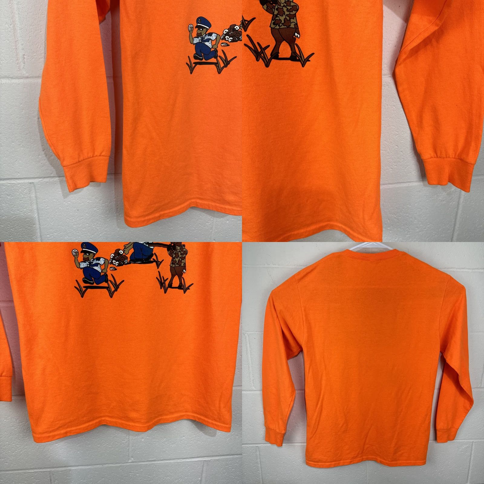 Vintage VINTAGE Cops and Doughnuts Graphic Long Sleeve T-Shirt Men Medium Orange Hunting Decor Y2K Size US M / EU 48-50 / 2 - 8 Thumbnail
