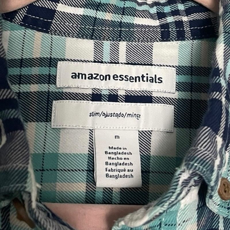 Other Amazon Essentials Mens Blue Plaid Slim Fit Button Down Shirt Size US M / EU 48-50 / 2 - 7 Thumbnail