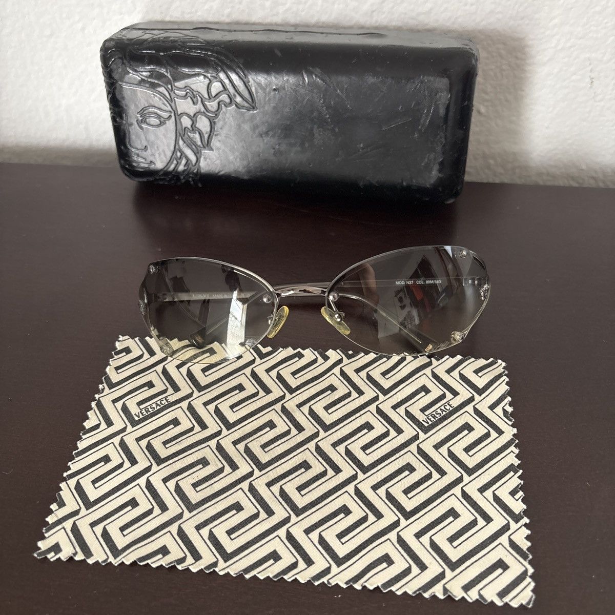 Versace Vintage 2000’s Versace Silver Grey Sunglasses Size ONE SIZE - 2 Thumbnail