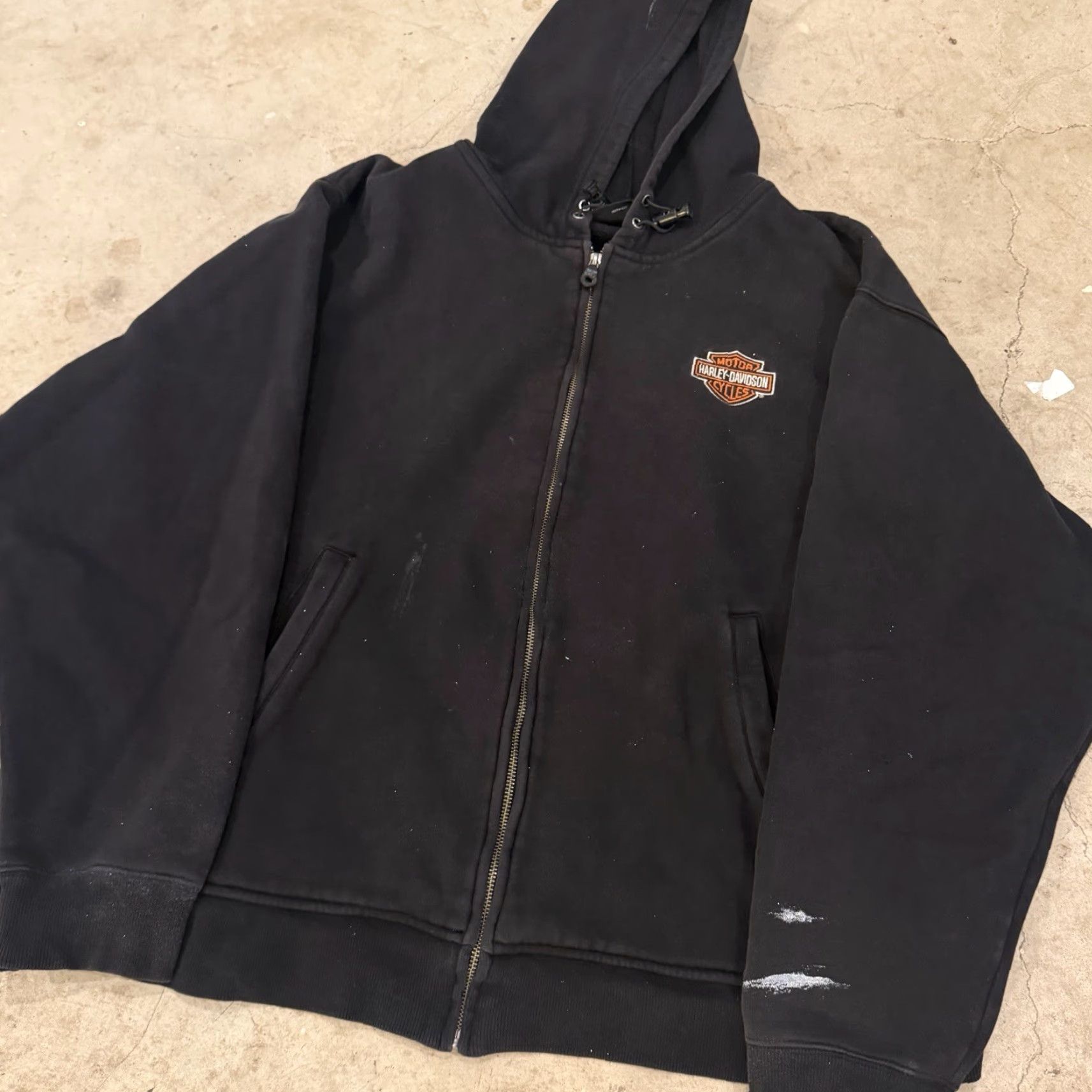Harley Davidson Harley-Davidson Full Zip Jacket Sweatshirt Mens 3XL Distressed Black Cotton 3-in-1 Jacket Mens Size US XXL / EU 58 / 5 - 4 Thumbnail