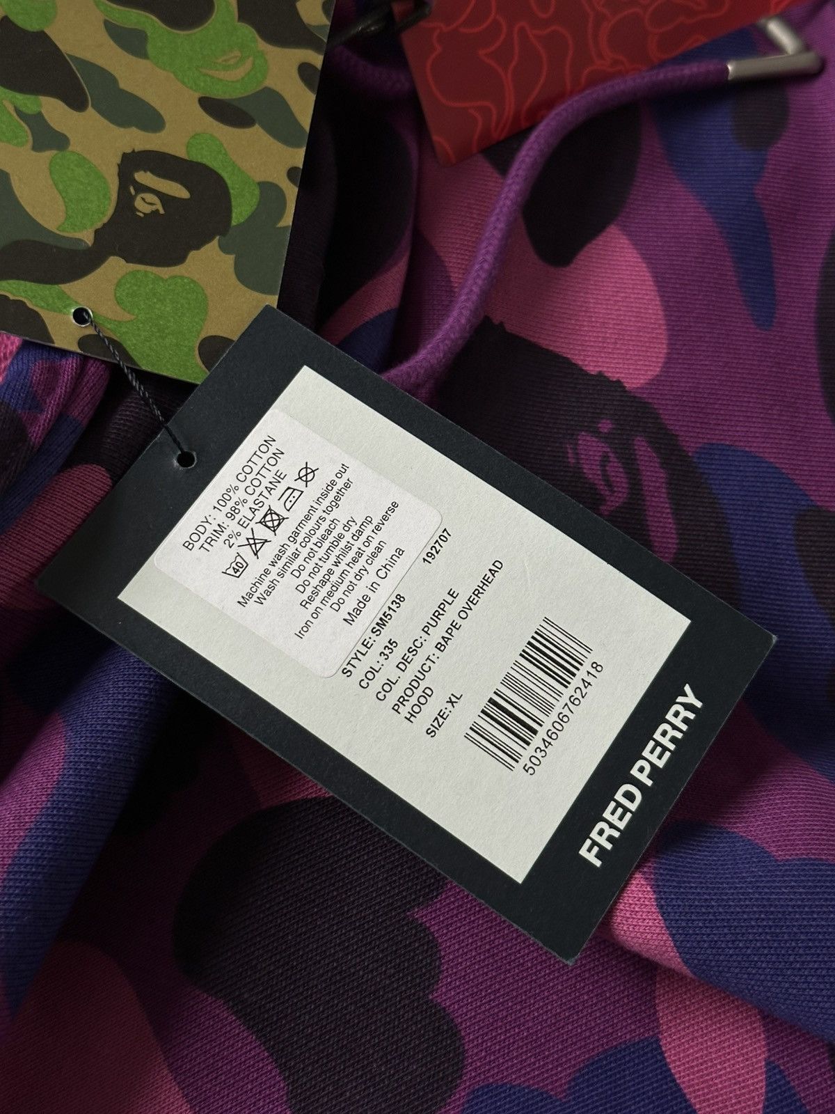 Bape × Fred Perry Bape x Fred Perry Color Camo Pullover Hoodie Size US XL / EU 56 / 4 - 6 Thumbnail
