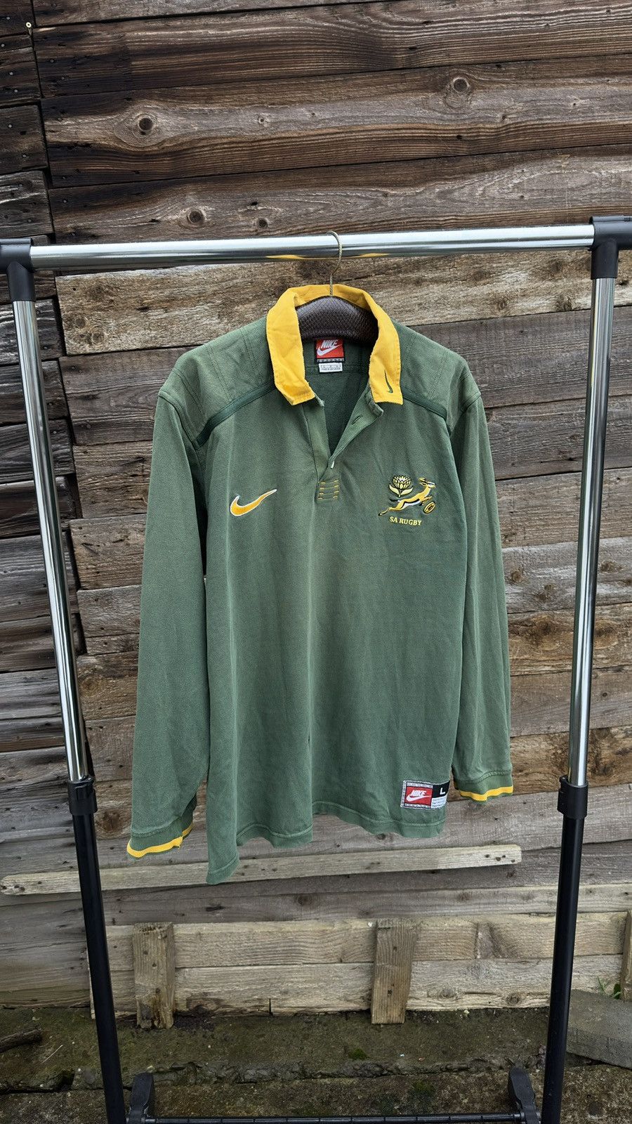 Nike intage 90s Nike SA Rugby South Africa Green Needs Repair Size US L / EU 52-54 / 3 - 1 Thumbnail