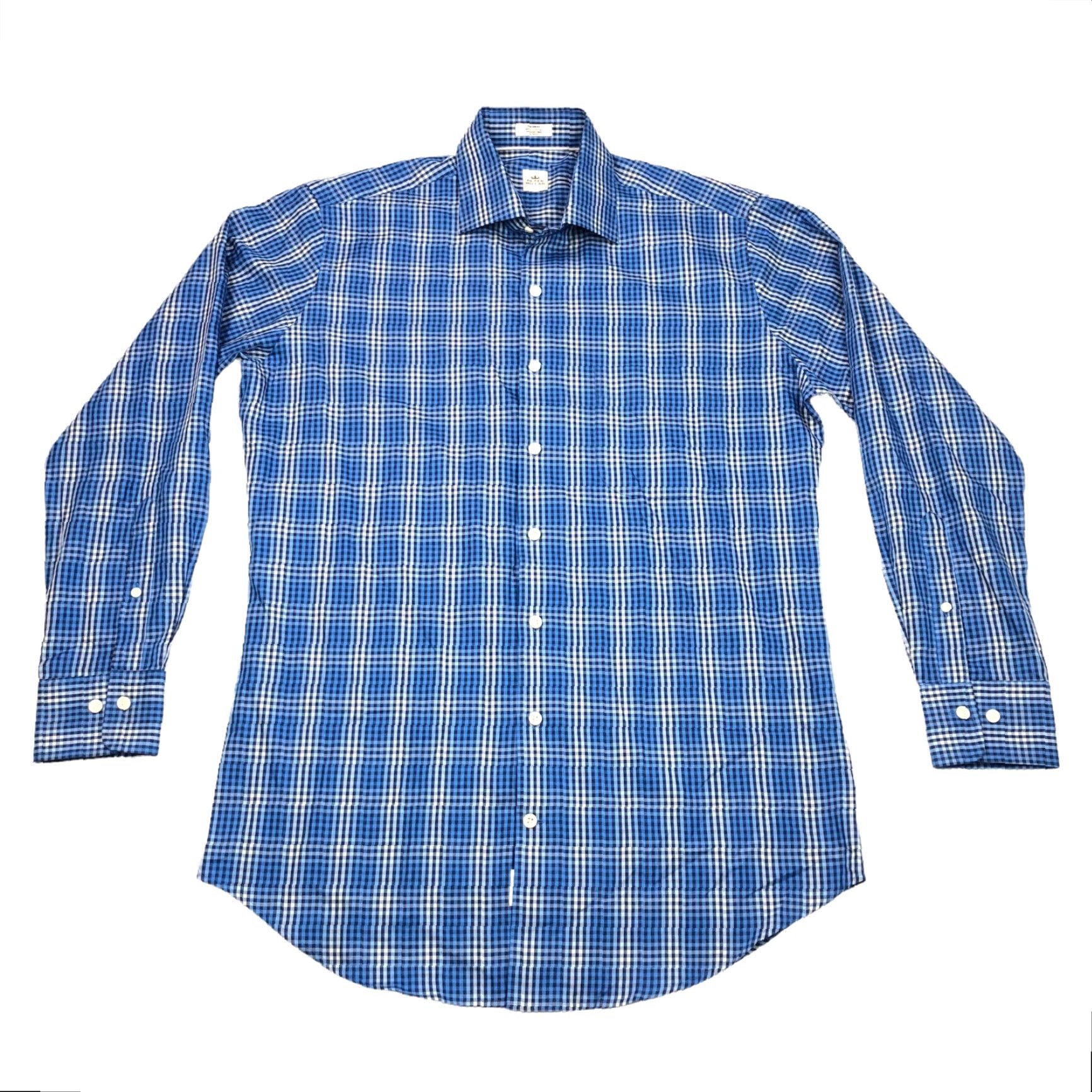 Peter Millar Peter Millar Men's Cotton L/S Button Shirt Blue/White Check Medium Size US M / EU 48-50 / 2 - 2 Thumbnail