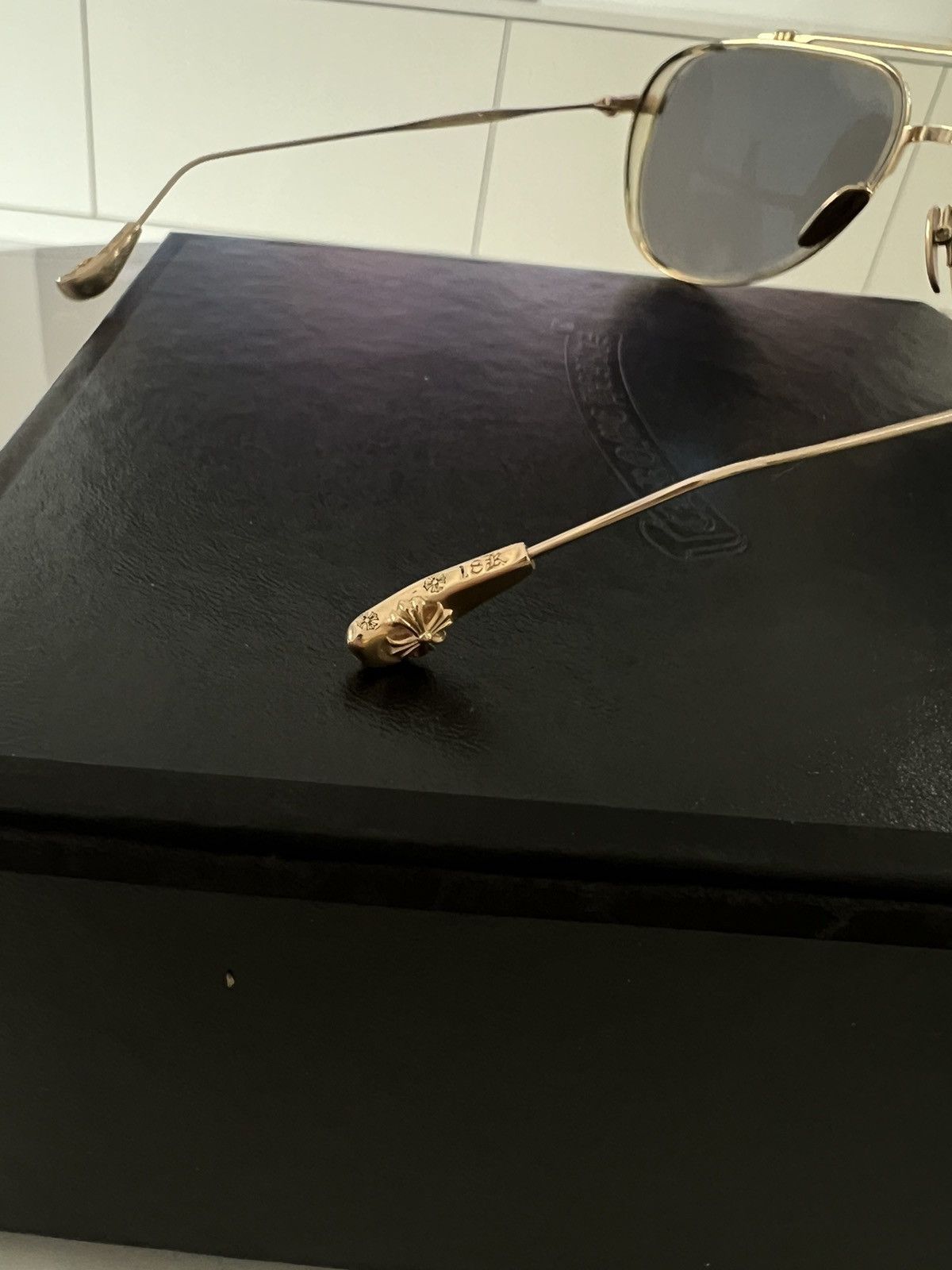 Chrome Hearts Chrome Hearts „Whisker Biscuit“ Gold Aviator Glasses Size ONE SIZE - 5 Thumbnail