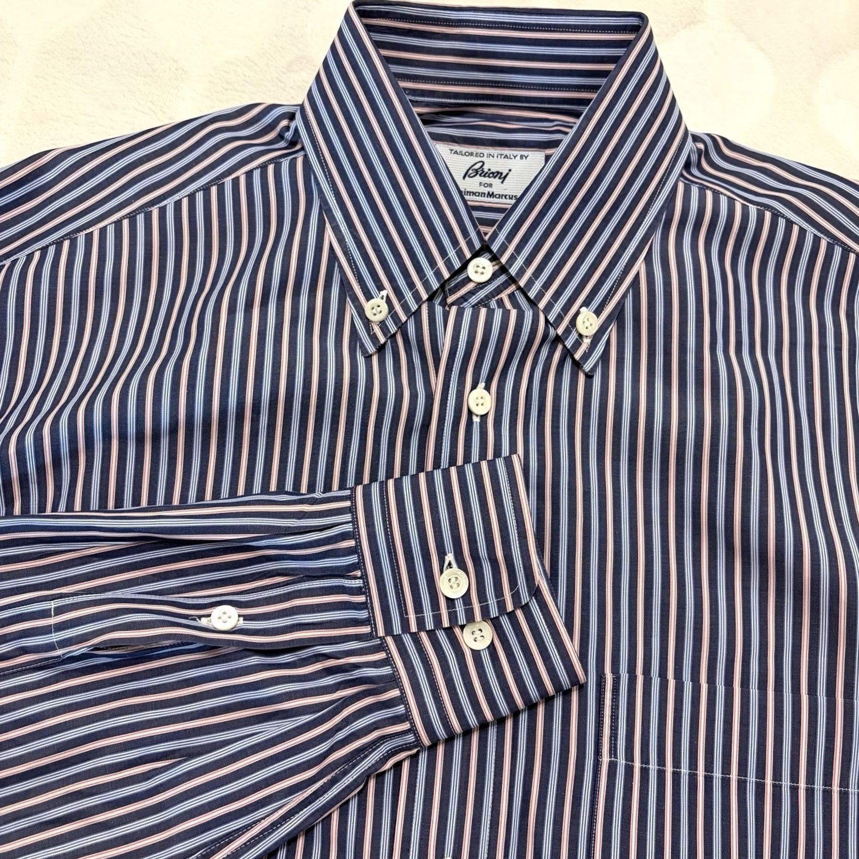 Brioni Brioni Dress Shirt Mens Large Blue Striped For Neiman Marcus Italy Luxury Size 42R - 2 Thumbnail