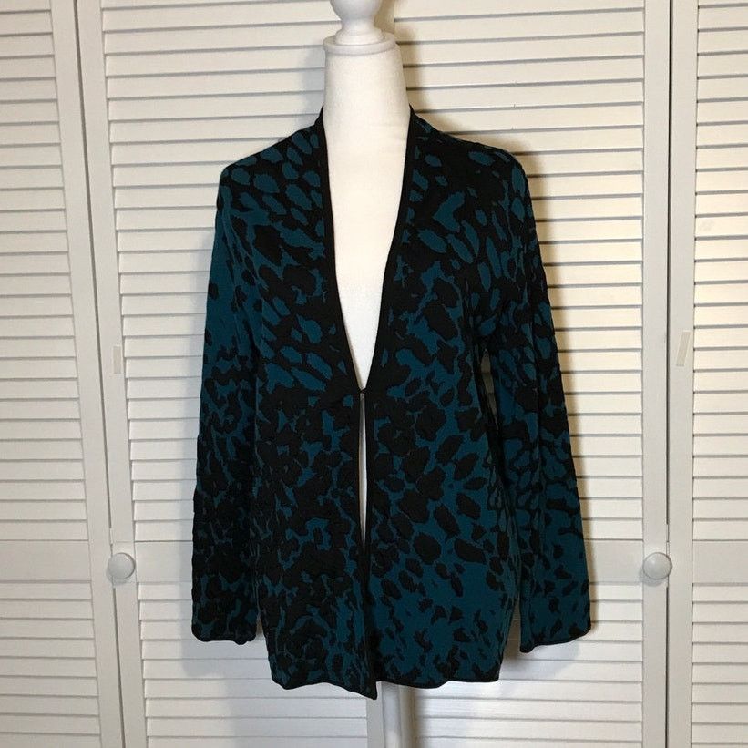Chicos Chico’s Blue Black V-neck Long Sleeve Cardigan Sweater S Size S / US 4 / IT 40 - 1 Thumbnail
