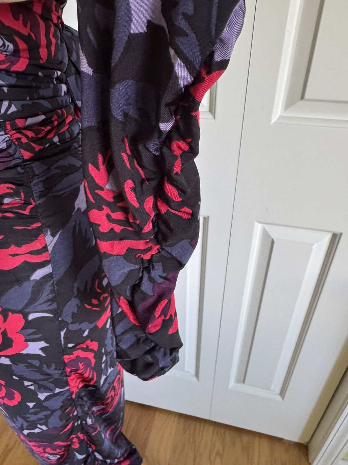 Emanuel Ungaro UNGARO FEVER Floral Jersey Ruffled Midi Dress 10/46 Size L / US 10 / IT 46 - 6 Thumbnail