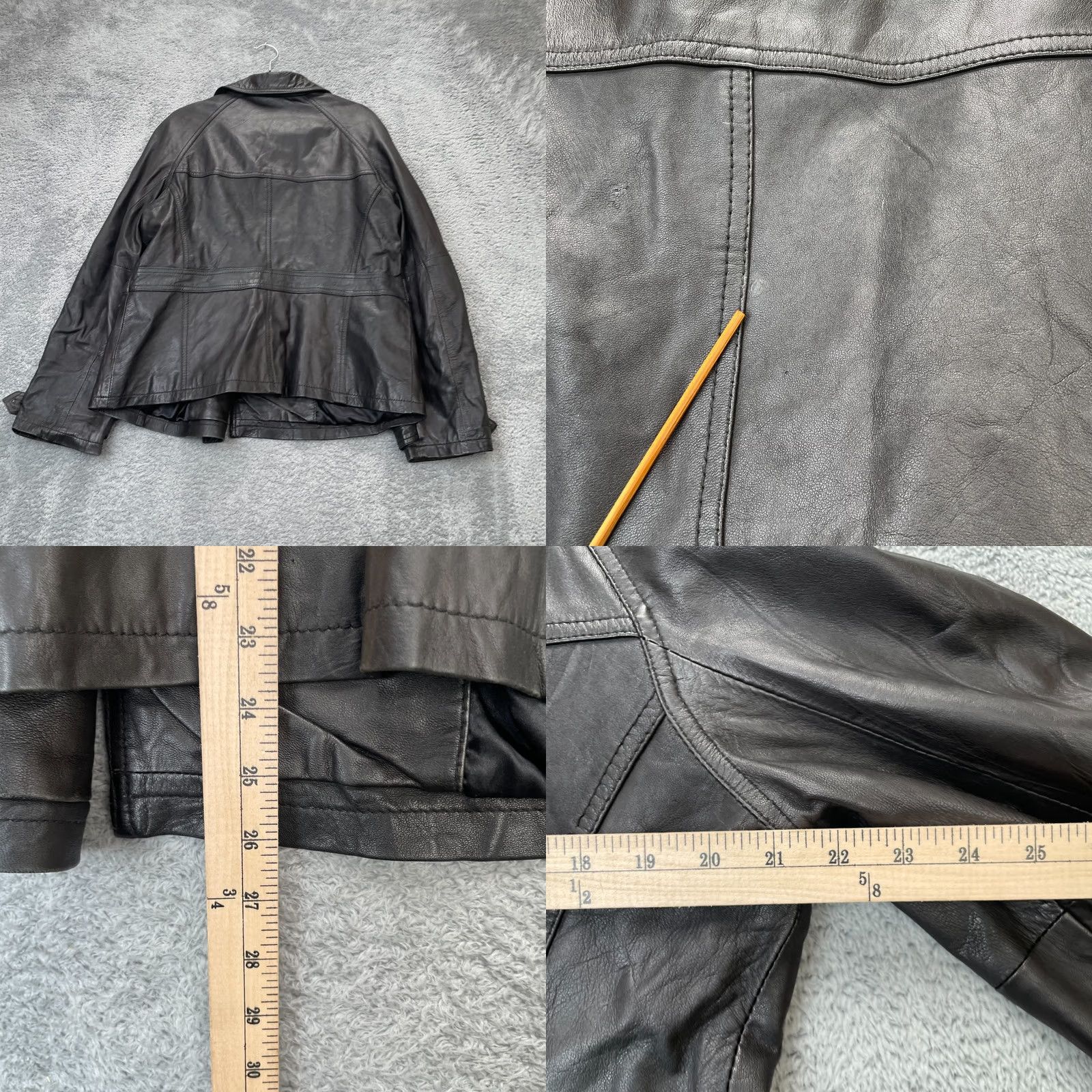 Doublet Xpert Jacket Womens XL Motorcycle Leather Black Double Breasted Button Front Short Coat Size XL / US 12-14 / IT 48-50 - 8 Thumbnail