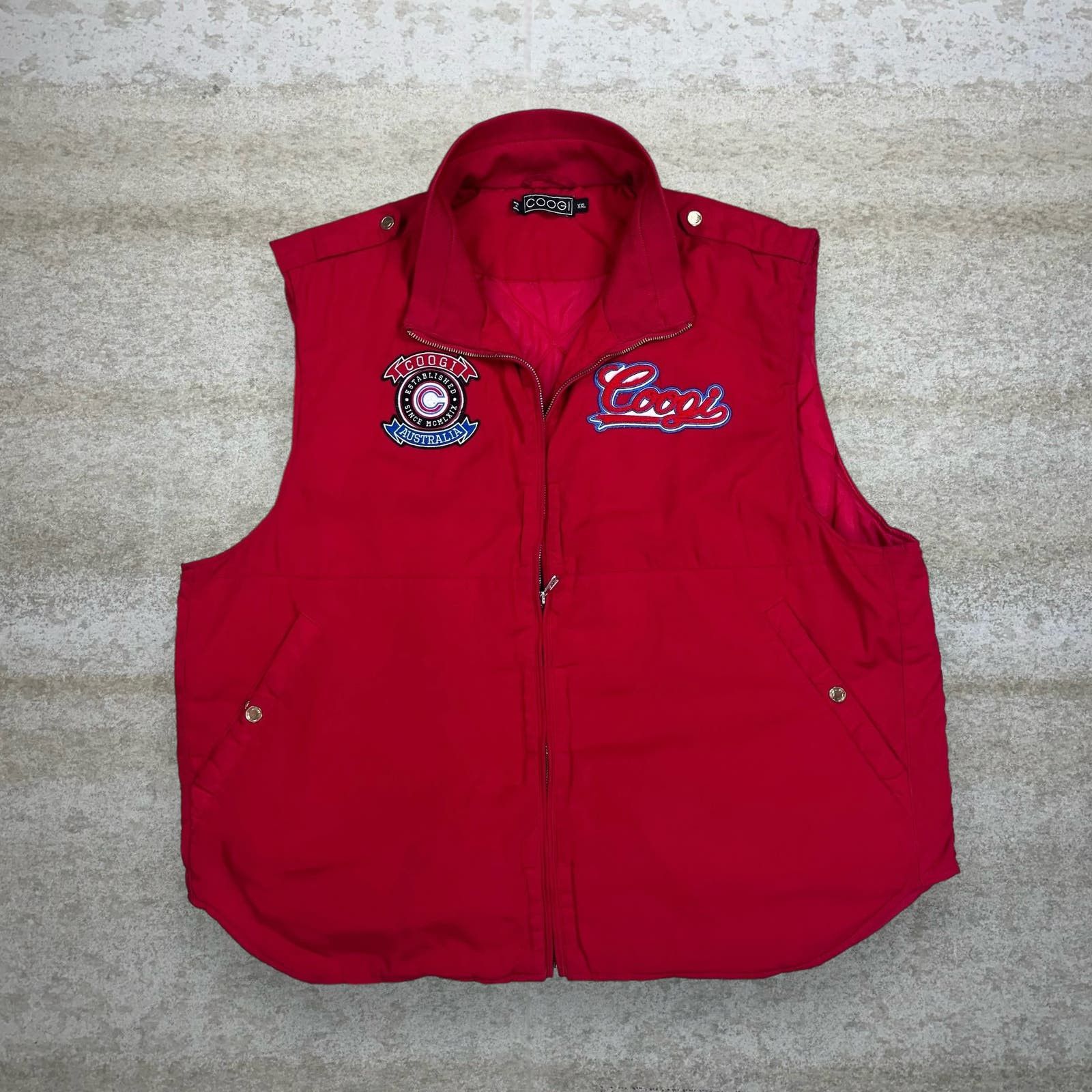 image of Crazy Vintage 90's Coogi Puffer Vest Crimson Red, Men's (Size 2XL)