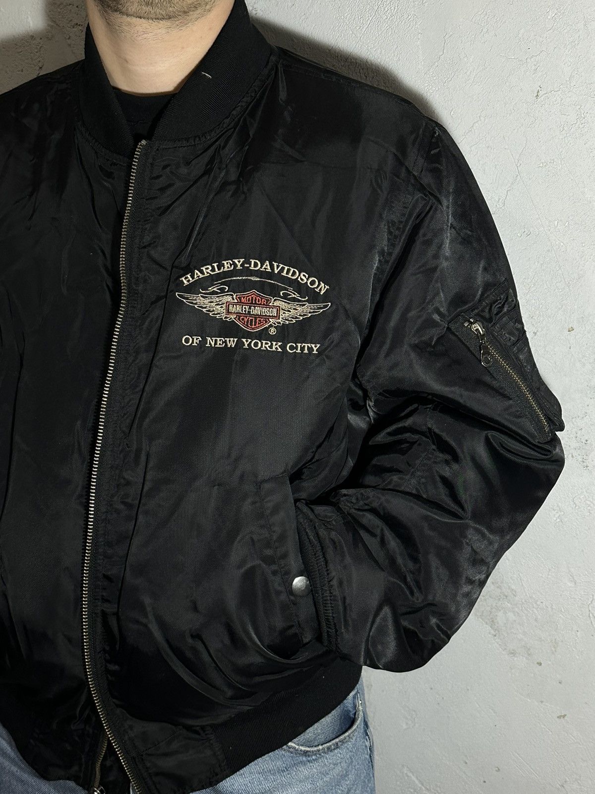 Harley Davidson × Vintage Harley Davidson vintage big logo oversized bomber jacket Size US XL / EU 56 / 4 - 5 Thumbnail