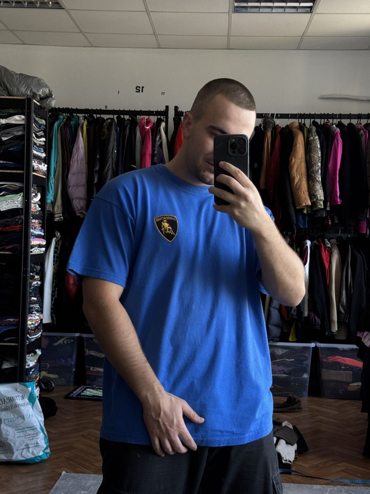 Lamborghini Lamborghini automobili vintage big logo blue tee Size US XL / EU 56 / 4 - 3 Thumbnail