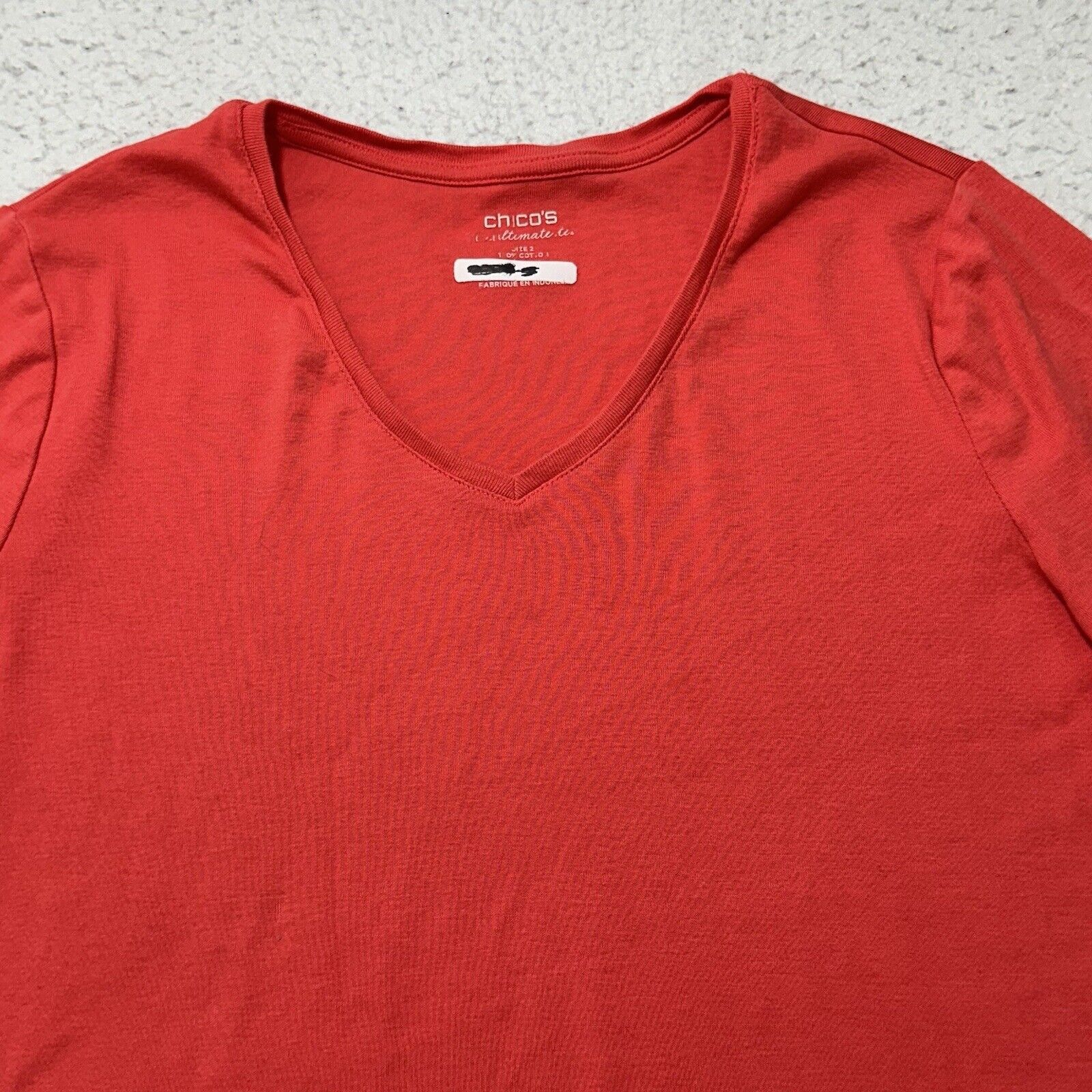 Chicos Chico's The Ultimate Tee Large Pink V-Neck T Shirt Size L / US 10 / IT 46 - 2 Thumbnail
