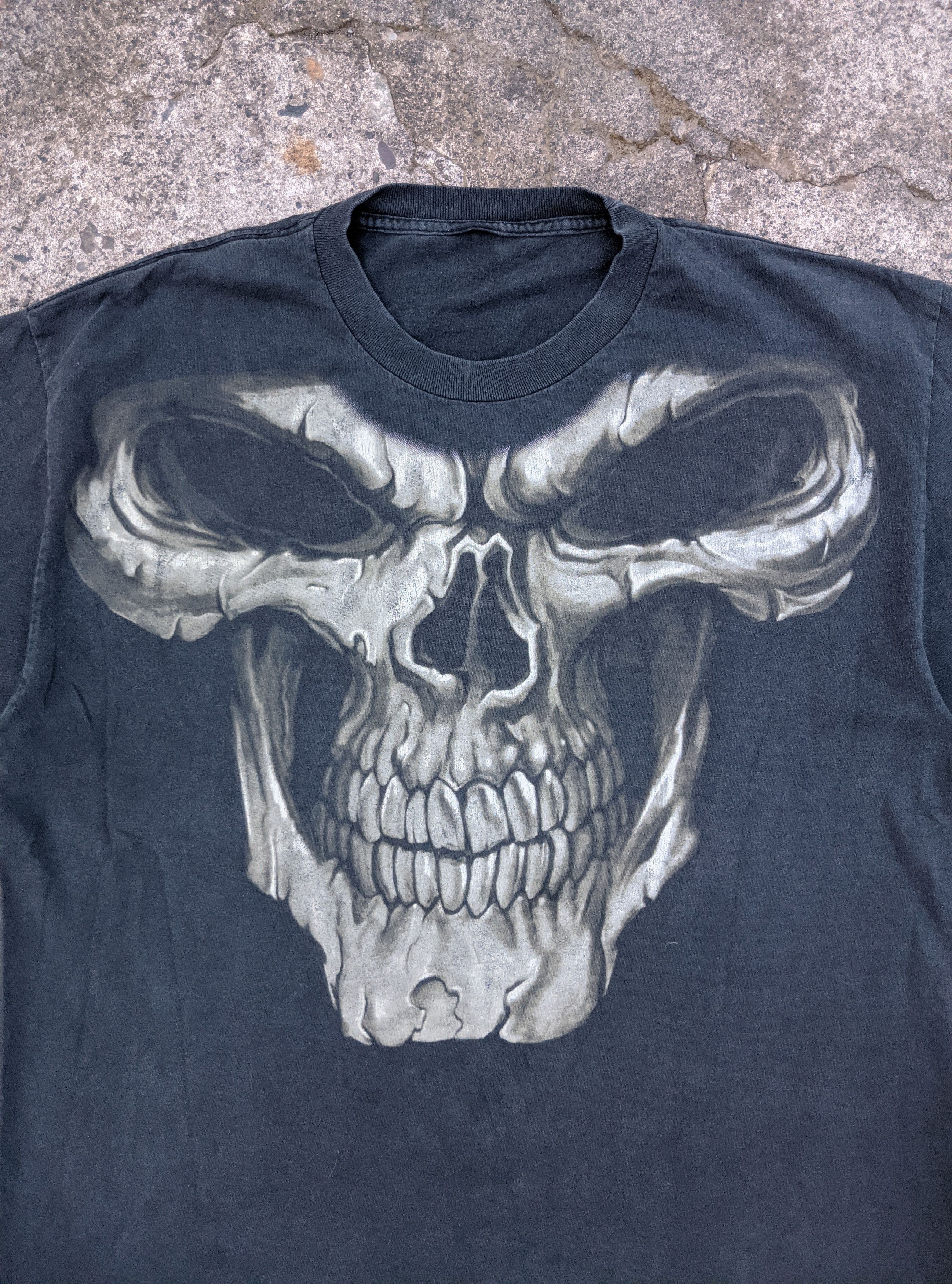 Affliction × Vintage Vintage y2k Big face skull aop reaper t shirt Size US XL / EU 56 / 4 - 2 Thumbnail