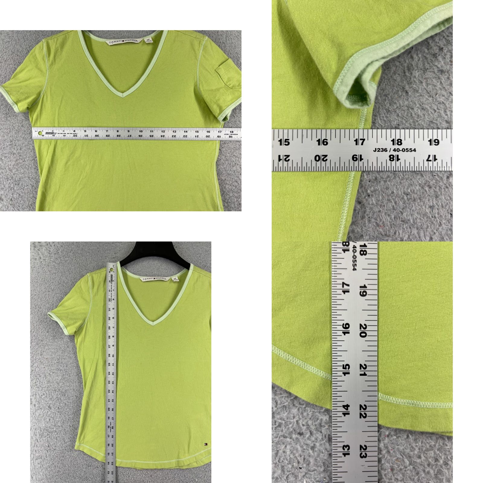 Tommy Hilfiger VINTAGE Tommy Hilfiger Women's T-Shirt Short Sleeve Pullover Casual Cotton Green Small 90s Designer Size S / US 4 / IT 40 - 8 Thumbnail