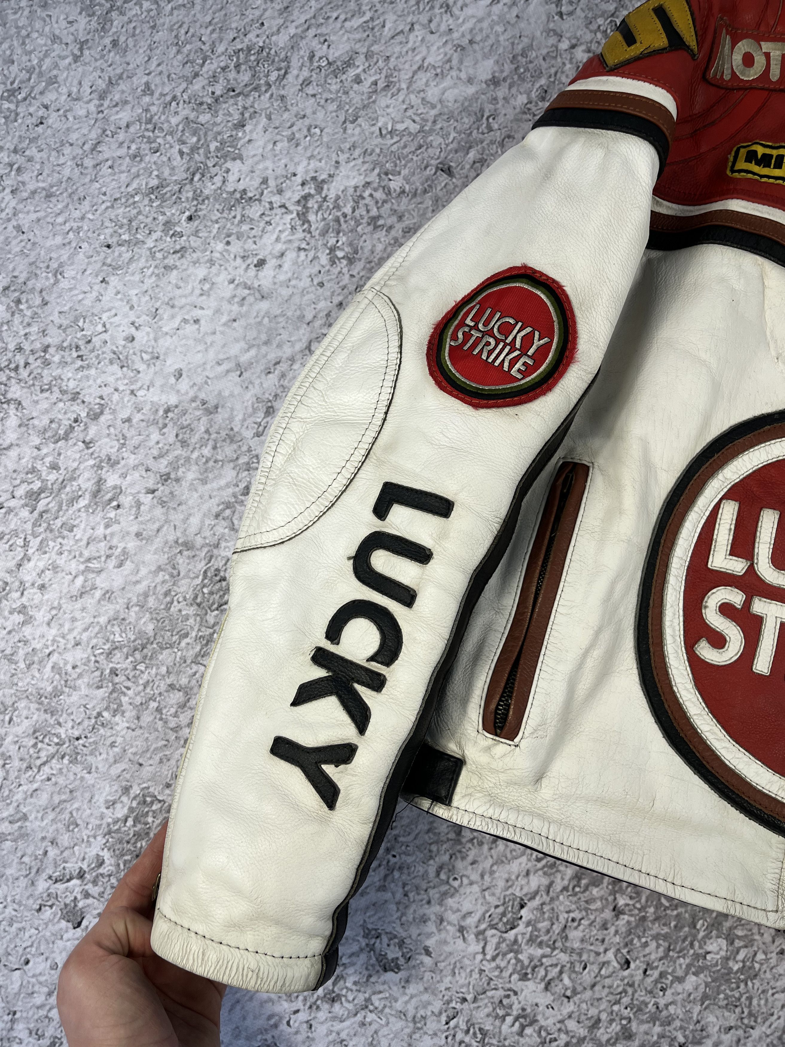 Vintage 90s Lucky Strike Y2K Leather Jacket Racing 1990s Vintage Size US S / EU 44-46 / 1 - 4 Thumbnail