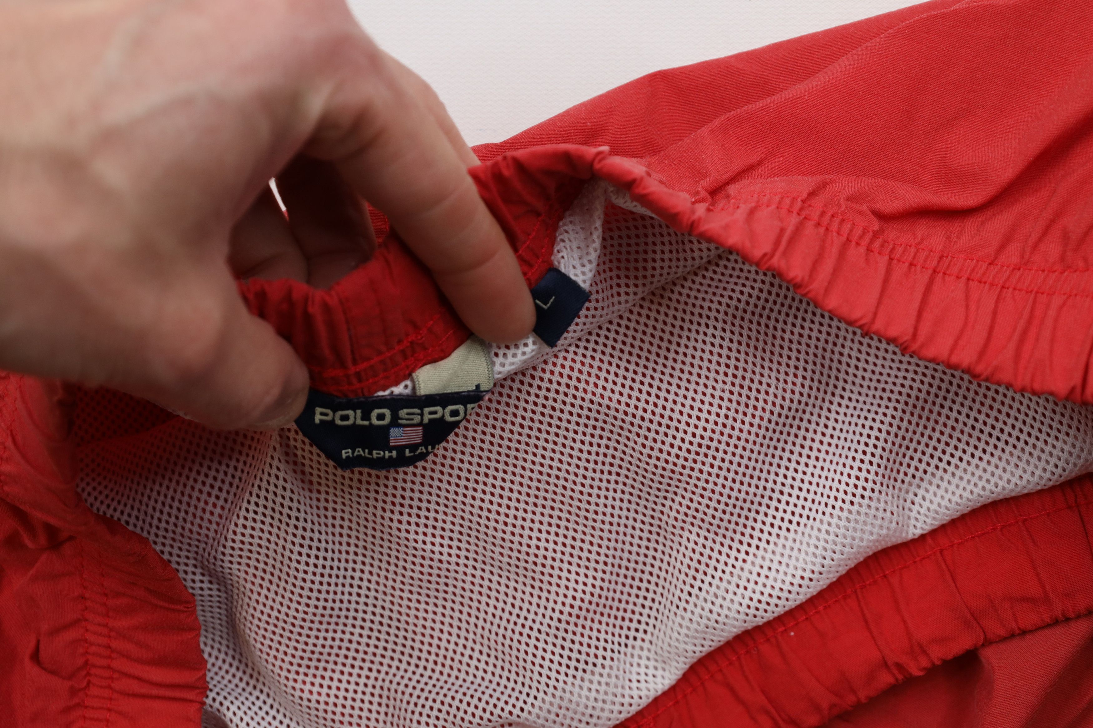 Ralph Lauren × Vintage Vintage 90s Polo Sport Ralph Lauren Flag Lined Shorts Red Size US 34 / EU 50 - 9 Thumbnail