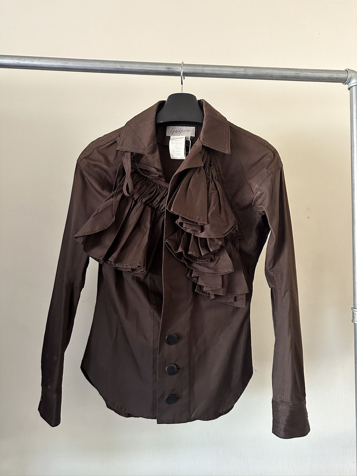 Yohji Yamamoto SS2006 Yohji Yamamoto 3 Button Stained Ruffle Shirt Size S / US 4 / IT 40 - 1 Thumbnail