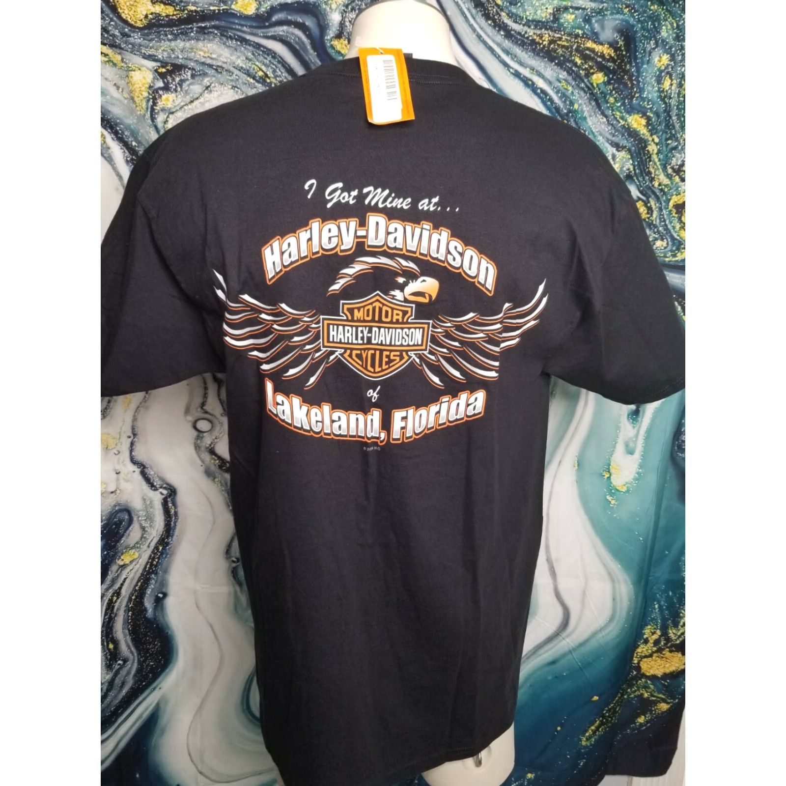 Harley Davidson VINTAGE Harley-Davidson T-Shirt Mens Large Black Retro 2011 Lakeland FL Double-Sided Crew Neck Short Sleeve Size US L / EU 52-54 / 3 - 2 Thumbnail