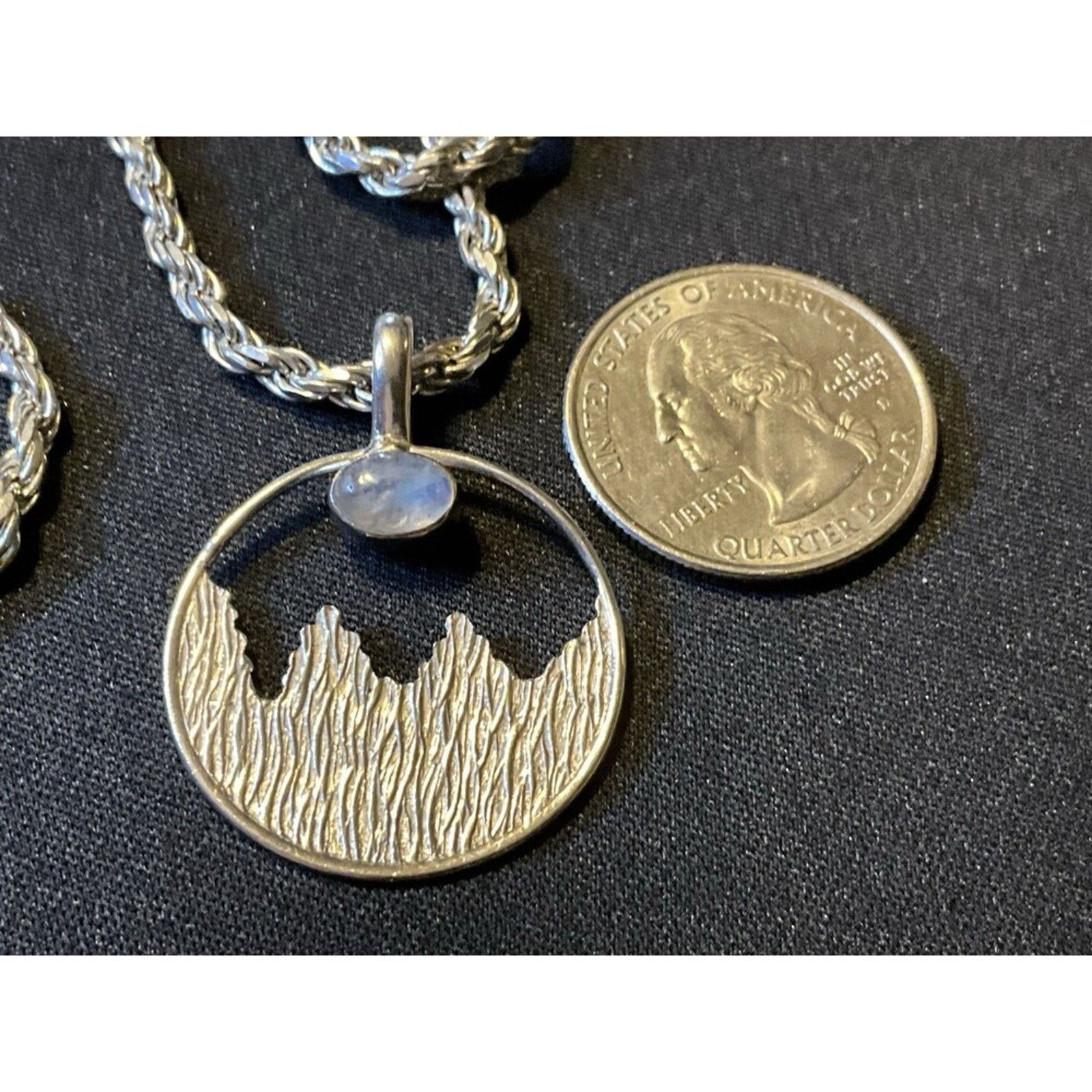 Other 925 Sterling Silver Mountain Scene with 18in Rope Chain Size ONE SIZE - 5 Thumbnail