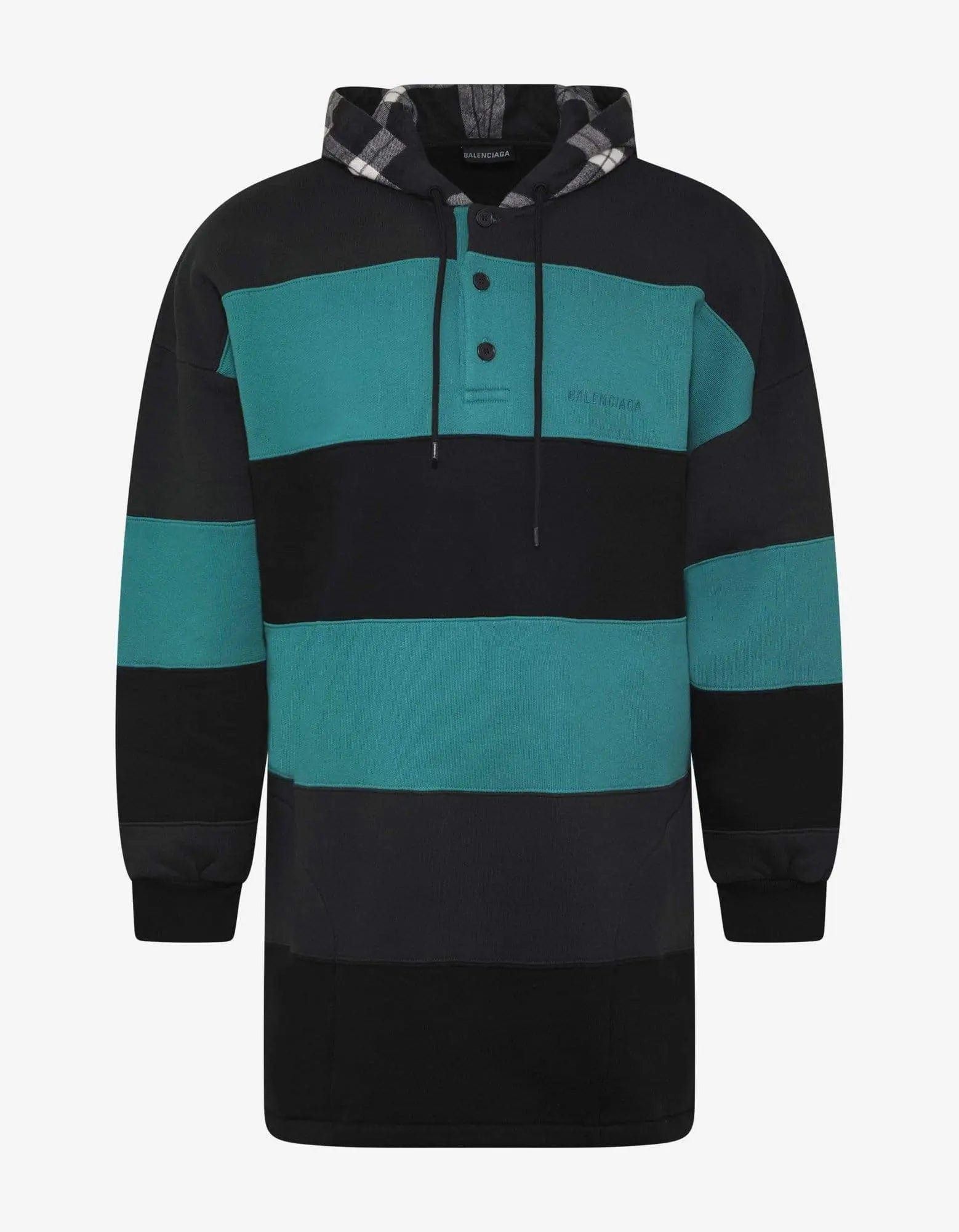 Balenciaga Balenciaga Green & Black Stripe Oversized Hoodie - SS19 Size US M / EU 48-50 / 2 - 1 Thumbnail