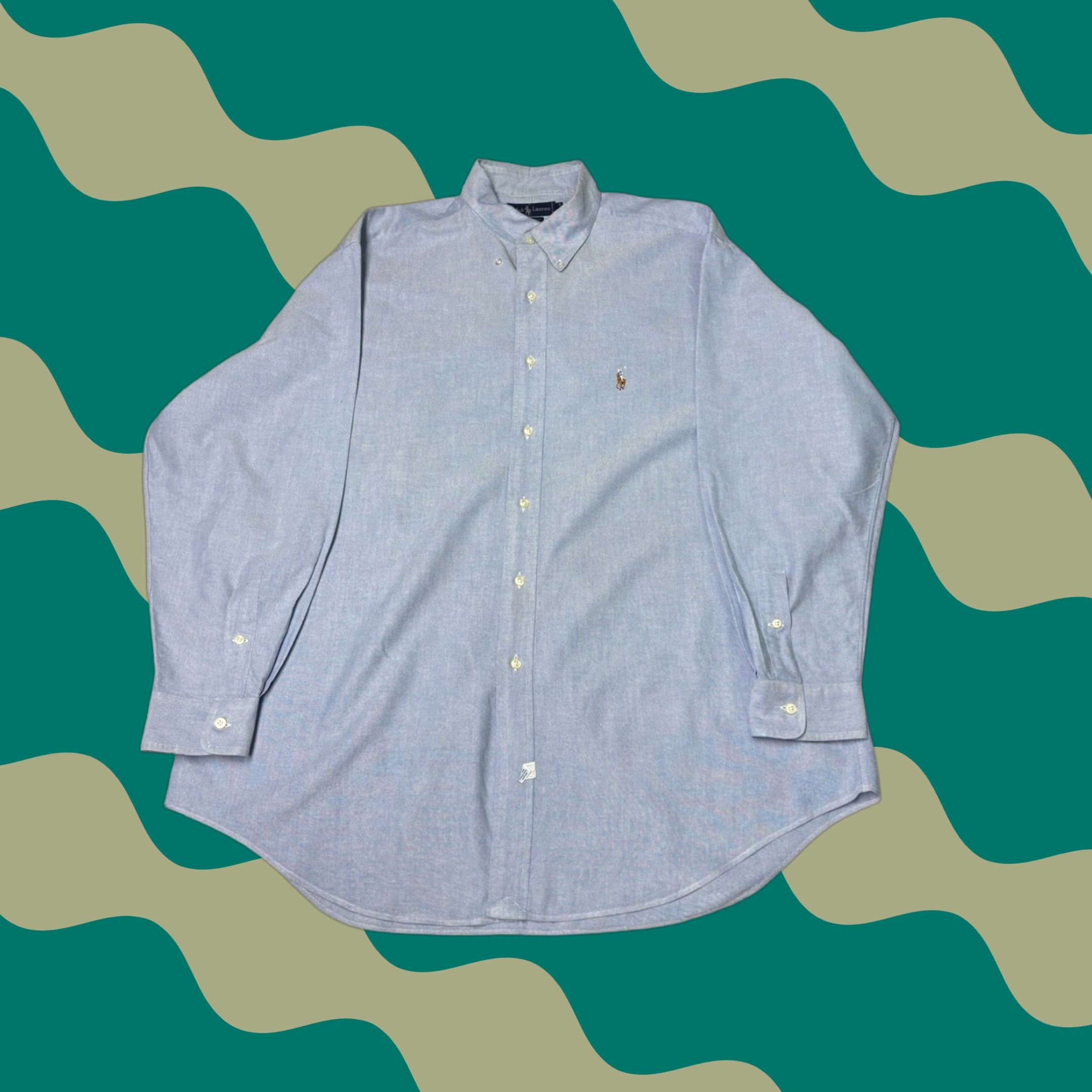 Ralph Lauren Ralph Lauren Mens Button-Down Long Sleeve Dress Shirt Blue Yarmouth Cotton Size 46R - 1 Thumbnail