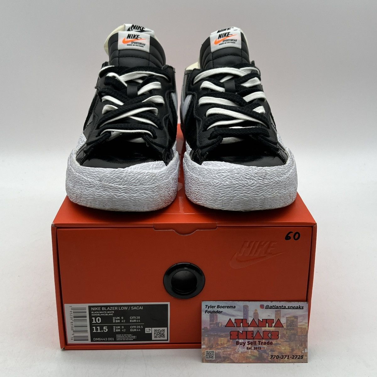 Nike Sacai X Blazer Low black patent Size US 10 / EU 43 - 2 Thumbnail