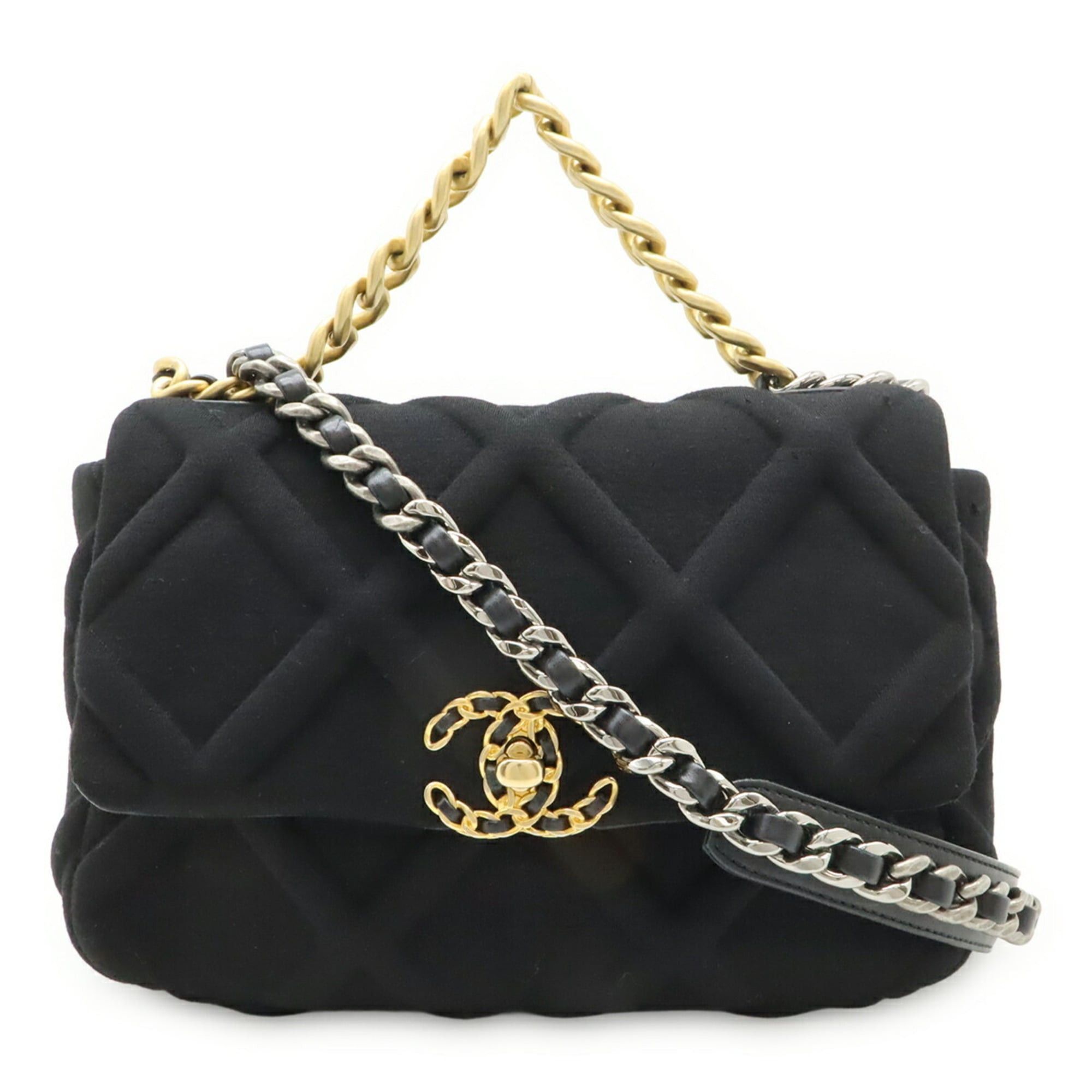 Chanel Chanel 19 Matelassé Coco Mark Chain Bag Cotton Jersey Black AS1160 Size ONE SIZE - 1 Thumbnail