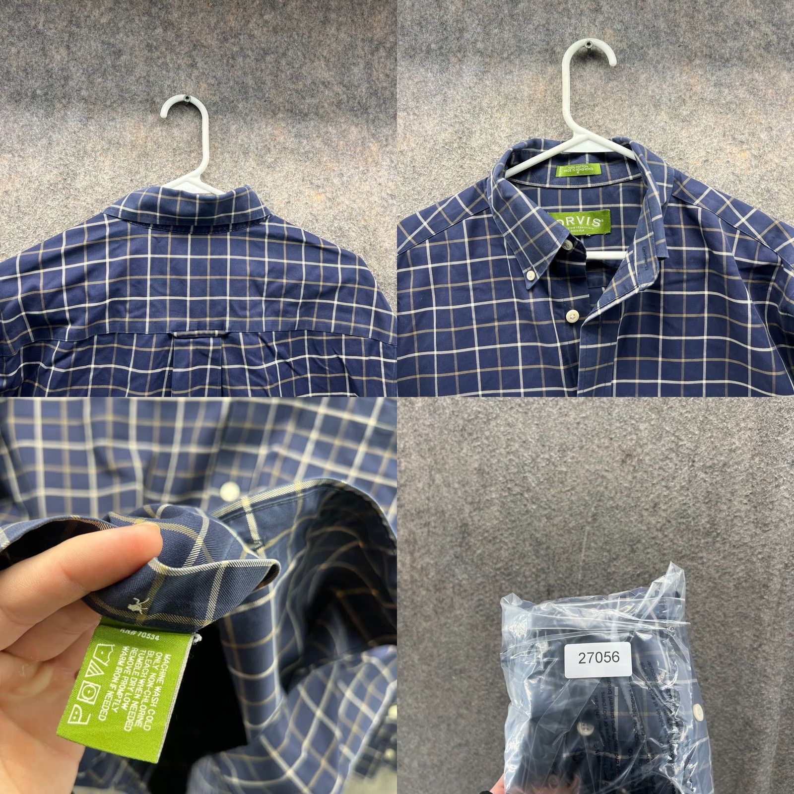 Orvis Orvis Shirt Men Medium Adult Blue Navy Grid Check Button Up Oxford Cotton Vtg Size US M / EU 48-50 / 2 - 8 Thumbnail