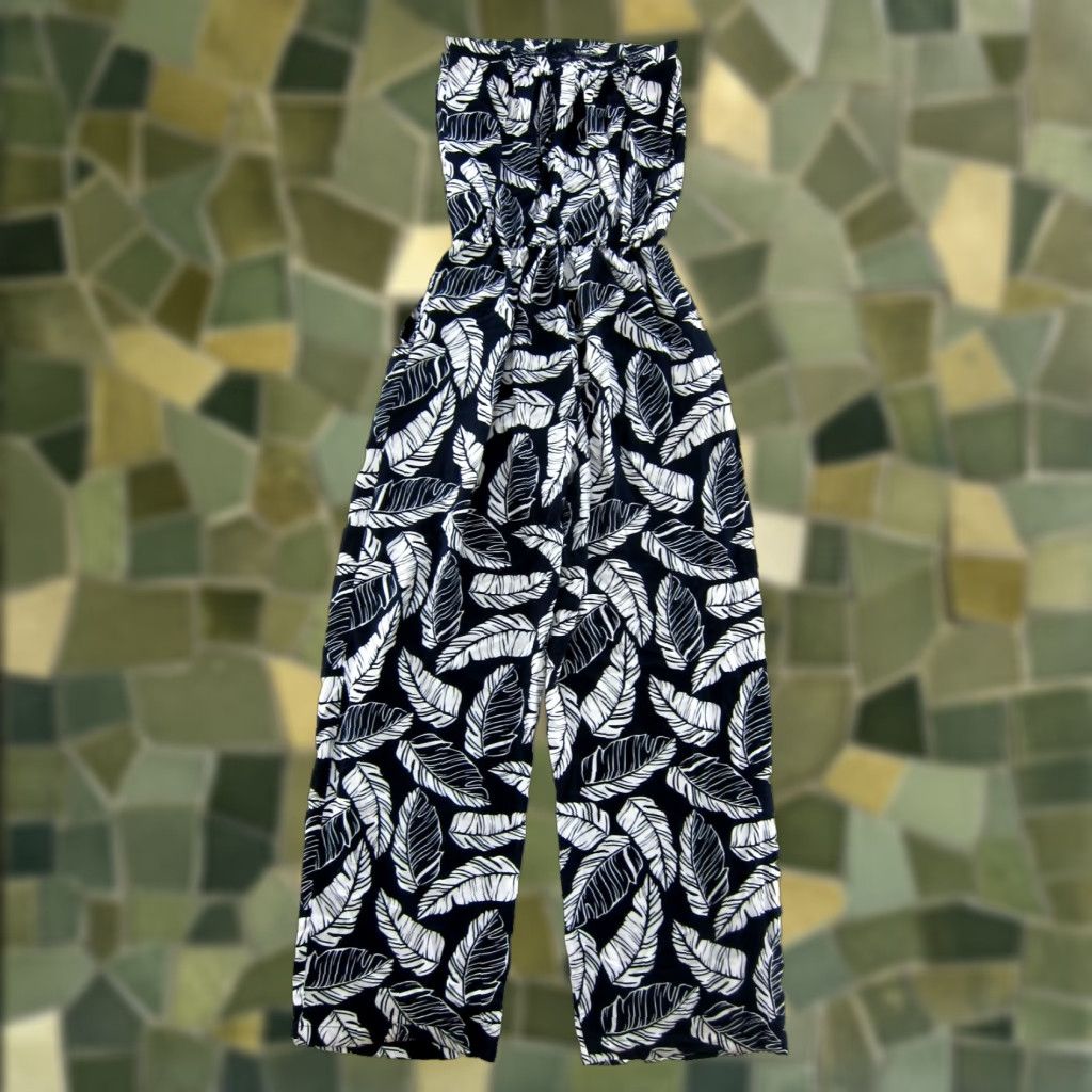 Vintage La Mer Luxe Navy Blue White 100% Rayon Pocket Wide Leg Jumper Romper Jumpsuit M Size M / US 6-8 / IT 42-44 - 1 Thumbnail