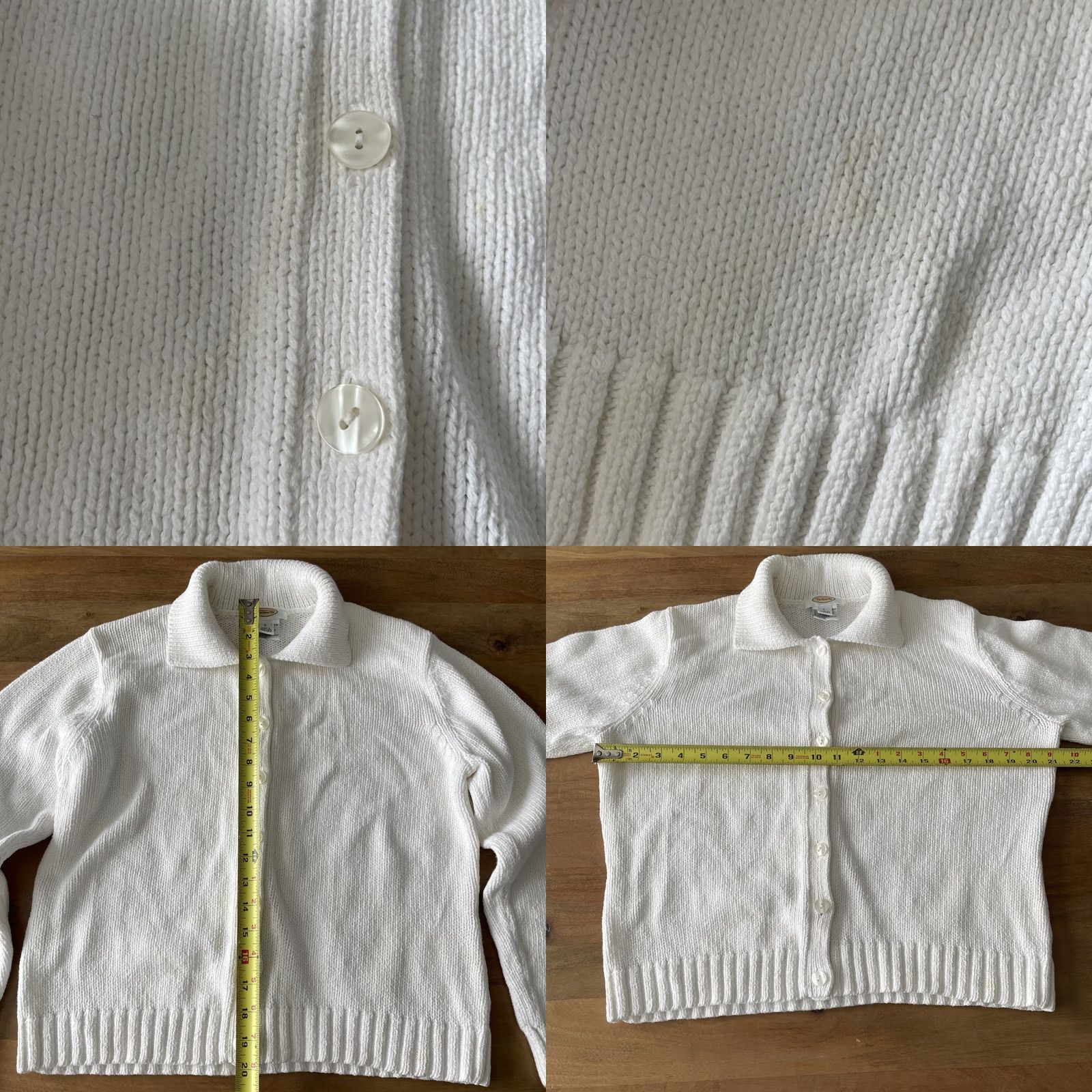 Talbots VINTAGE Talbots Cardigan Sweater Womens Large Cropped Heavyweight 90s Y2K White Cotton Knit Button Short Sleeve? Size L / US 10 / IT 46 - 8 Thumbnail