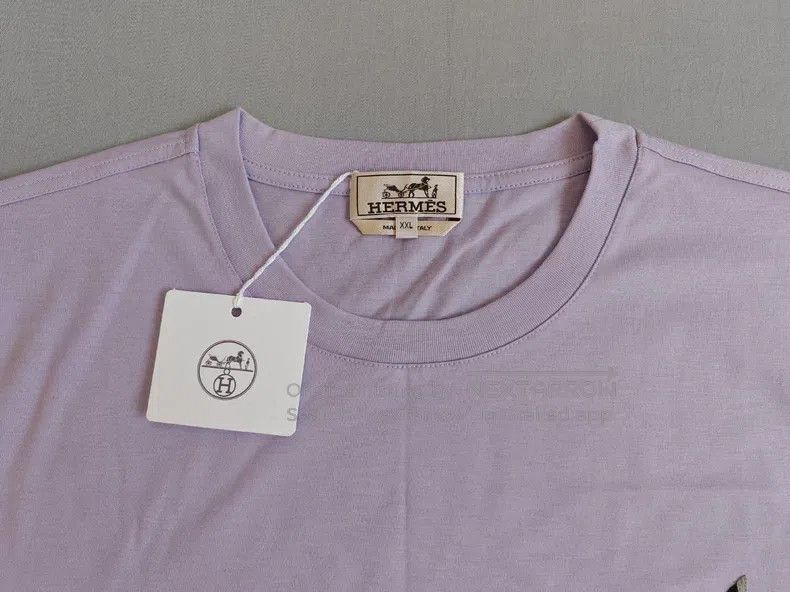 Hermes Hermes Lavender 100% Cotton Sheepskin Embellished Logo Sho Size US XXL / EU 58 / 5 - 4 Thumbnail