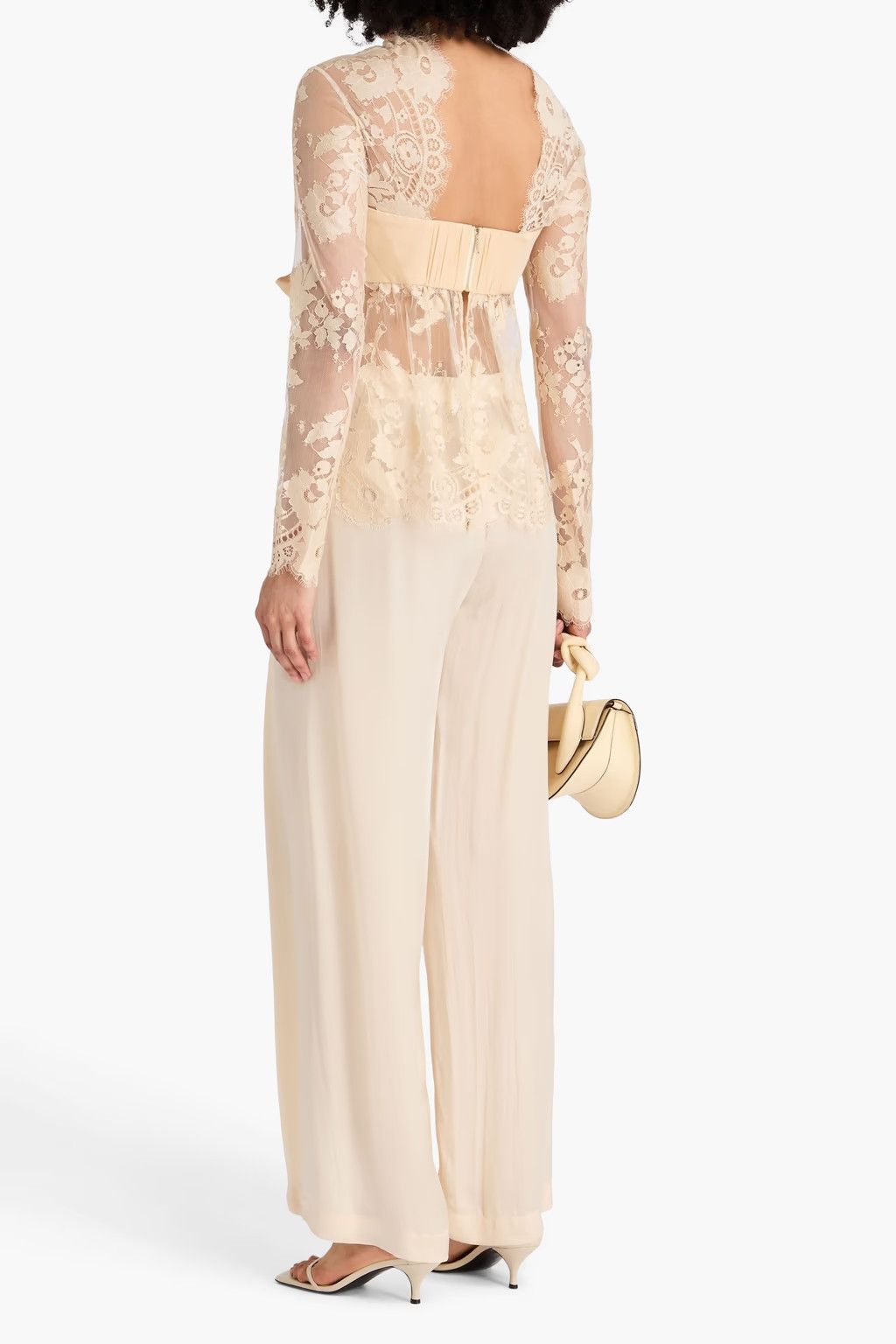 Zimmermann oc11z0725 Bow-Detailed Lace Top in Cream Size M / US 6-8 / IT 42-44 - 3 Thumbnail