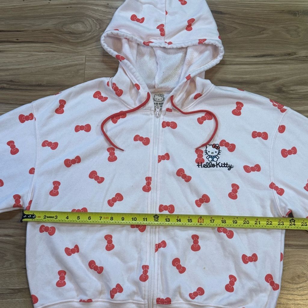 Other Hello Kitty Women’s XL Pink Zip Hoodie Bow Print Size XXL / US 16-18 / IT 52-54 - 5 Thumbnail