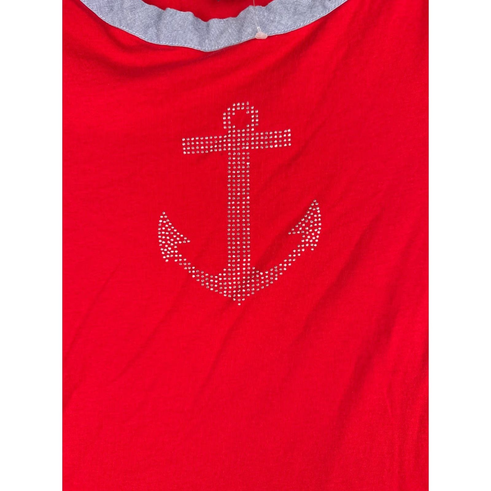 Tommy Hilfiger TOMMY HILFIGER Shirt Women XS Red Striped 3/4 Sleeve Boat Neck Cotton Casual Rhinestone Size XS / US 0-2 / IT 36-38 - 6 Thumbnail
