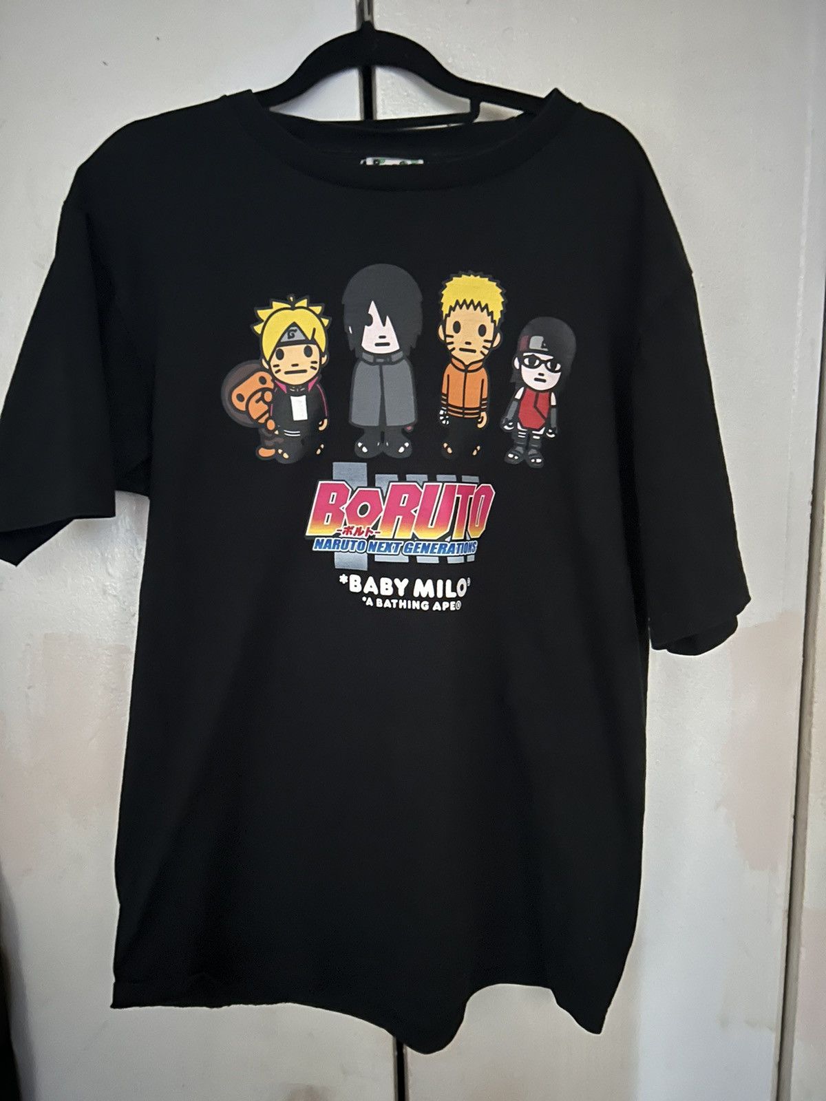 image of Bape X Boruto Milo 1 Tee in Black, Men's (Size Large)