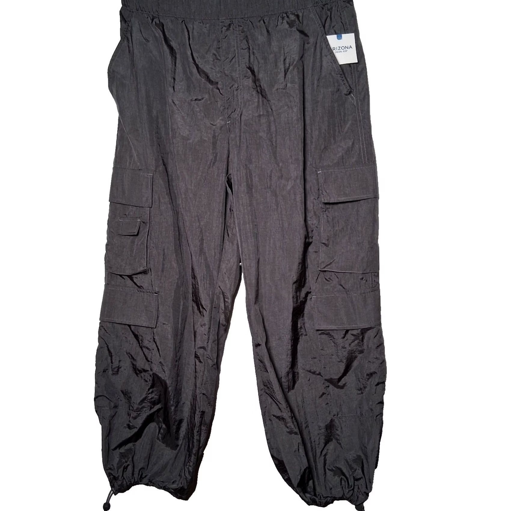 Vintage VINTAGE Arizona Jeans Parachute Pants Women XL Gray Nylon Baggy Wide-Leg Size 40" / US 18 - 2 Thumbnail