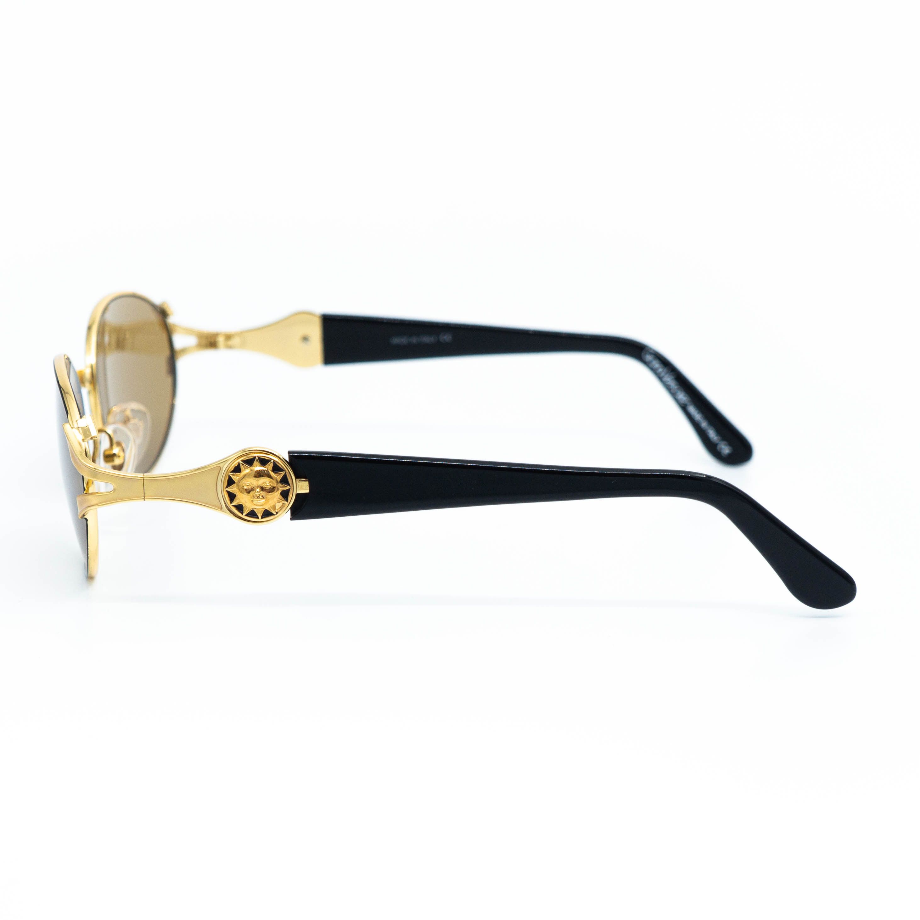 Versace × Vintage GIANNI VERSACE MOD 1231 Oval Gold Black Sunglasses Vintage Size ONE SIZE - 3 Thumbnail