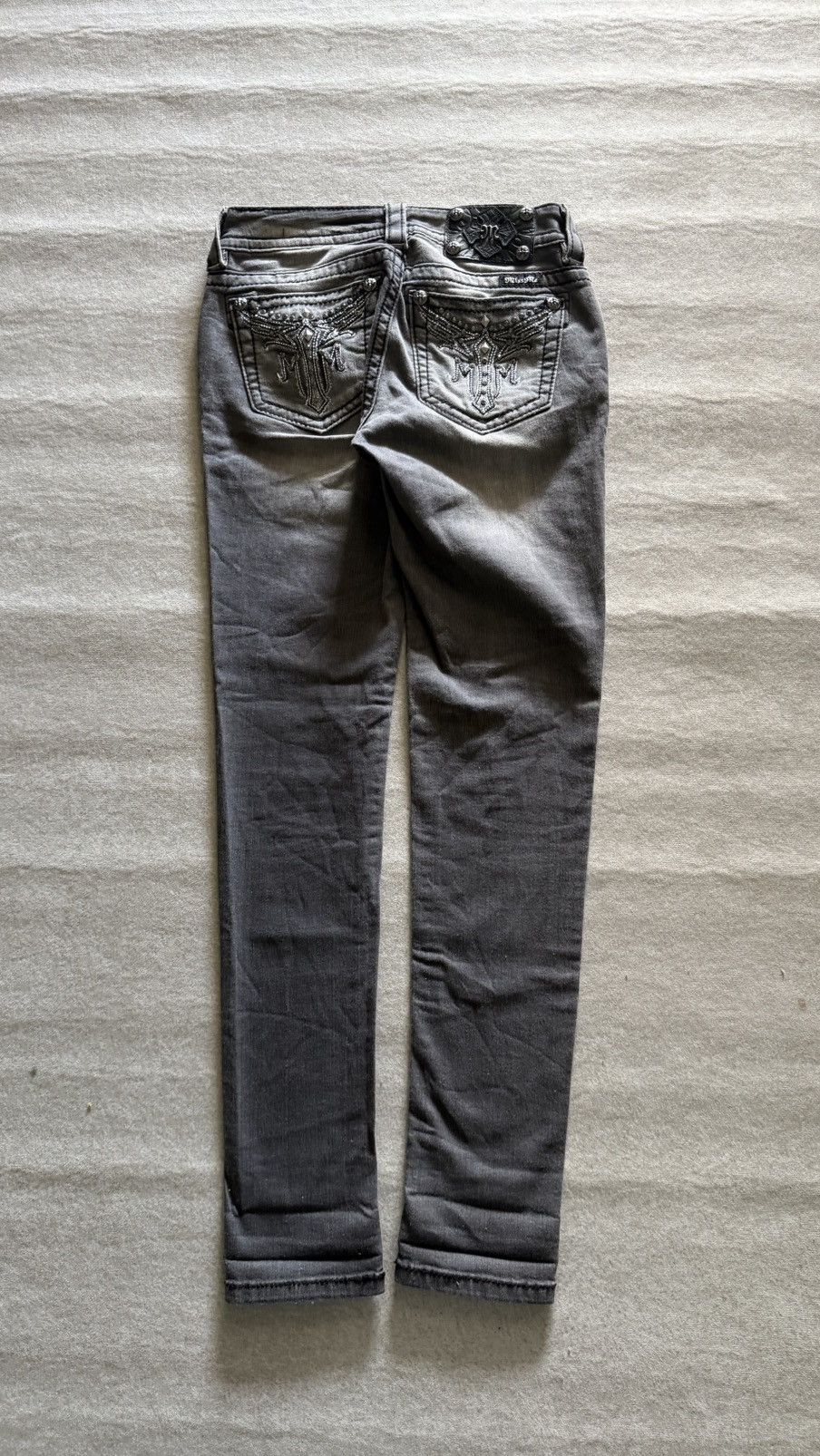 Miss Me Miss Me Embellished Wing Pocket Embroidery Denim Grey Size 26" / US 2 / IT 38 - 1 Thumbnail