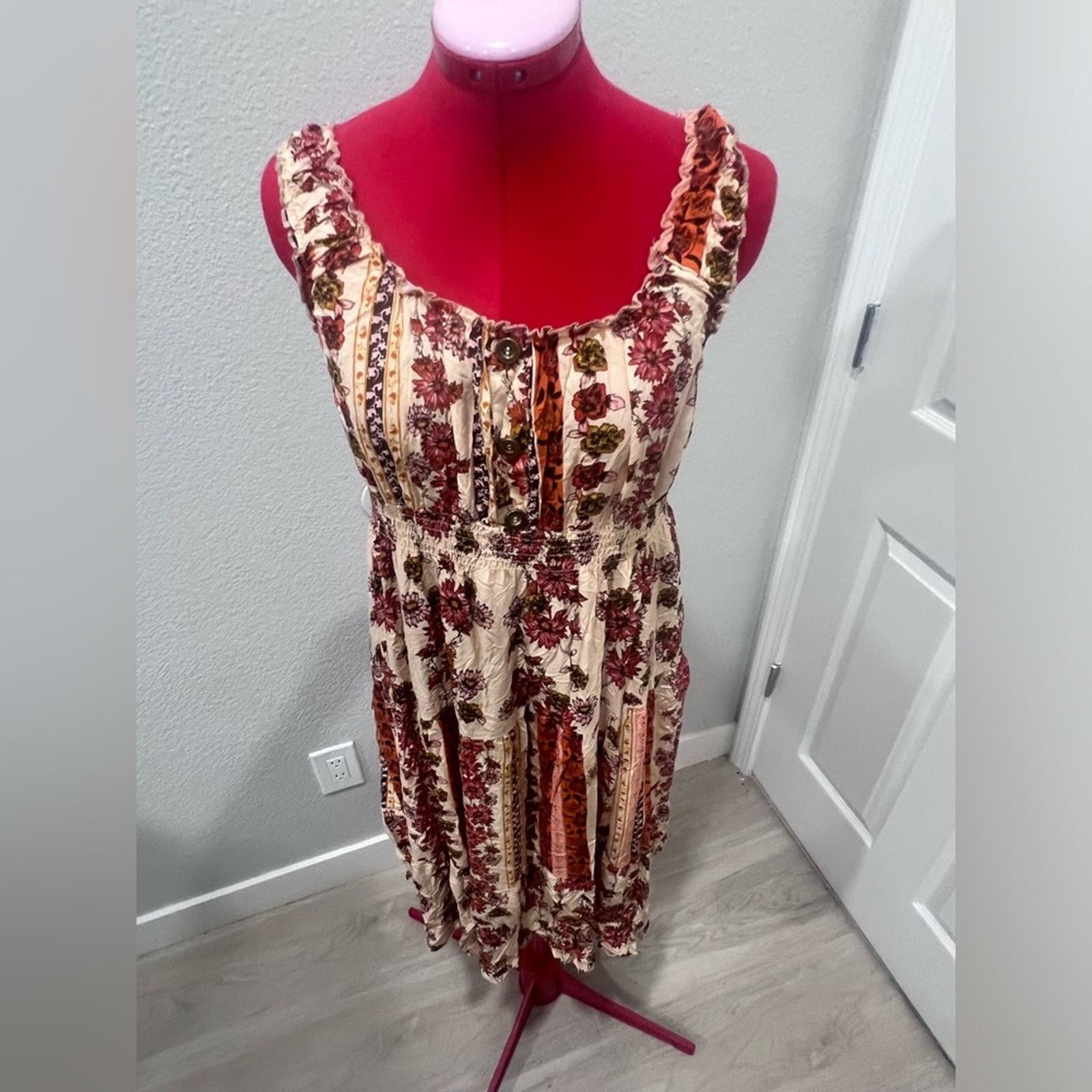 Anthropologie LAPIS Anthropology Floral Orange Cream Summer Sun Boho Size L / US 10 / IT 46 - 3 Thumbnail