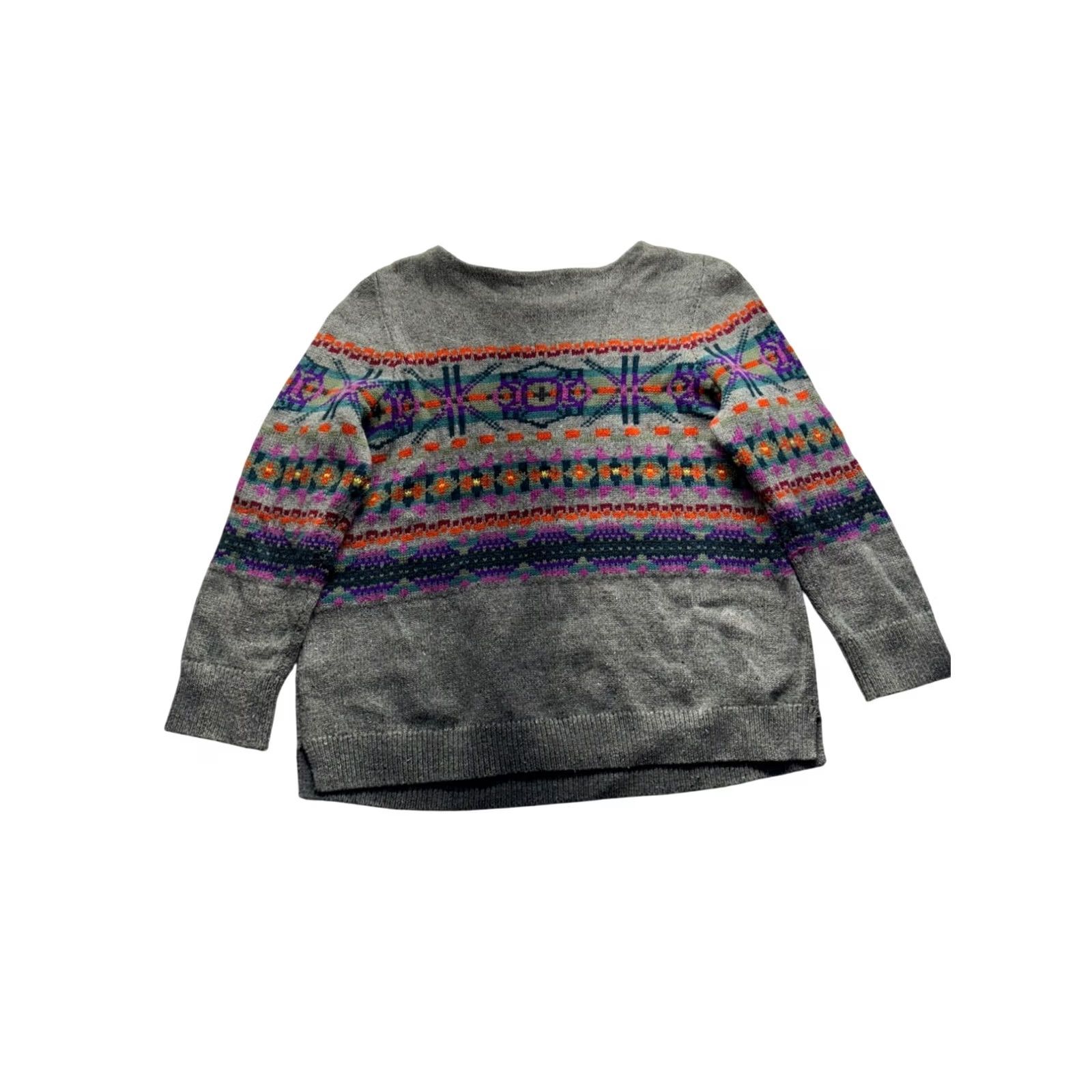 Chaps Chaps Women Fair Isle Sweater 2XL Gray Pullover Size XXL / US 16-18 / IT 52-54 - 2 Thumbnail