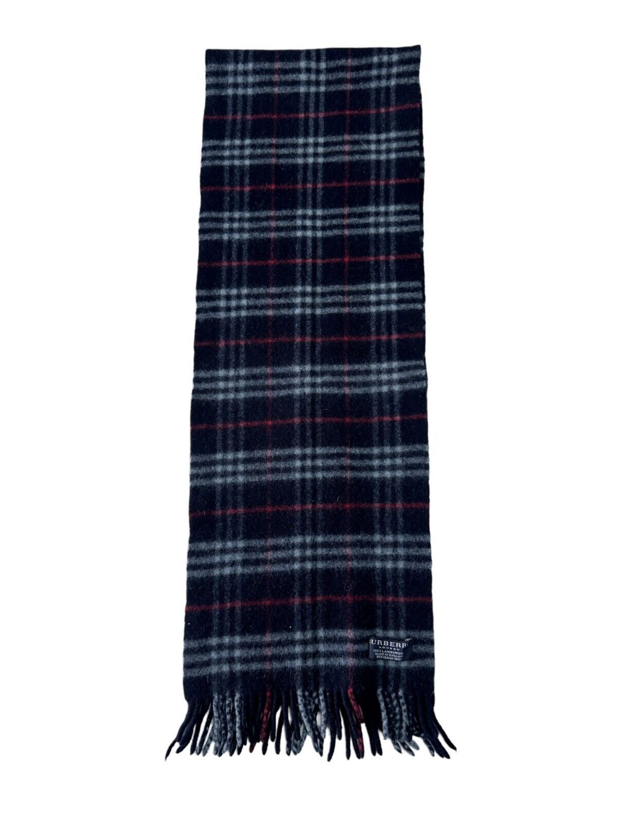 Burberry Burberry Authentic Unisex Scarf Black 100% Lambswool Size ONE SIZE - 4 Thumbnail