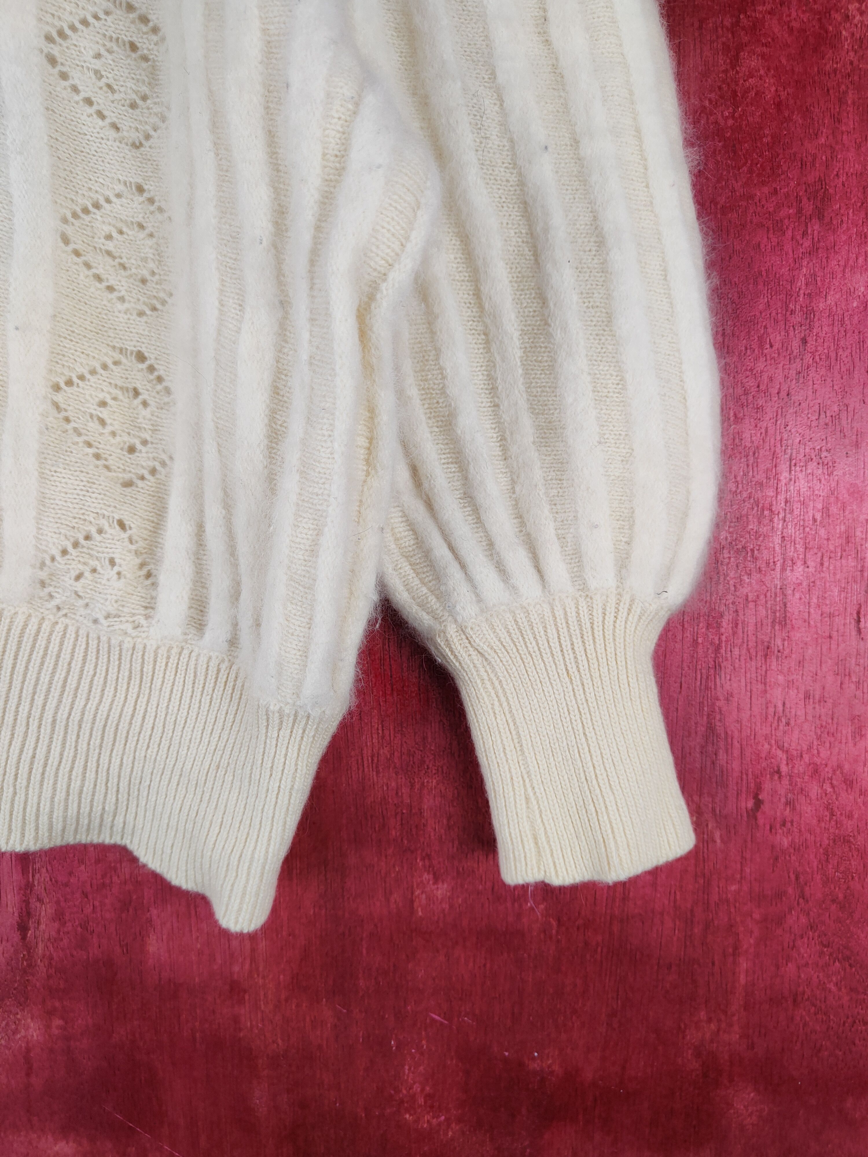 Homespun Knitwear Lansoir Cream Shag Shaggy Fur Mohair Knitwear #S2065 Size S / US 4 / IT 40 - 6 Thumbnail