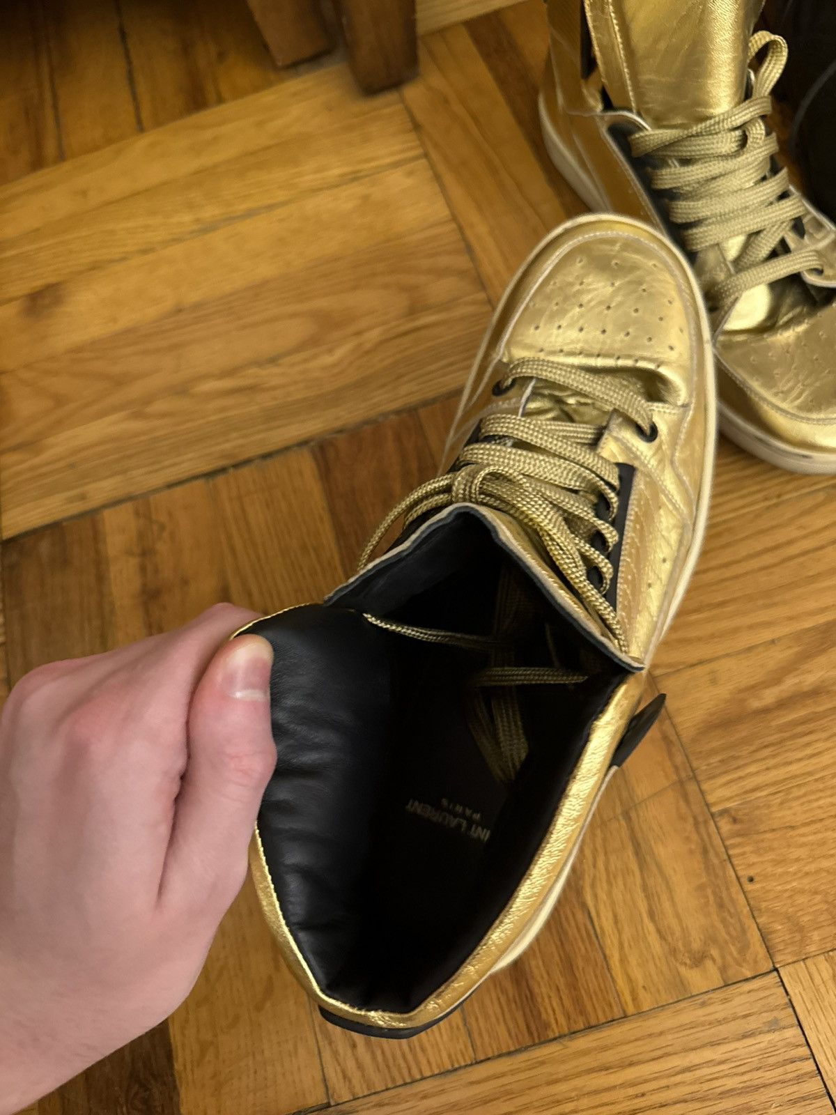 Saint Laurent Paris × Yves Saint Laurent FW15 SAINT LAURENT PARIS GOLD HI-TOP sz EU43/US10 Size US 10 / EU 43 - 3 Thumbnail