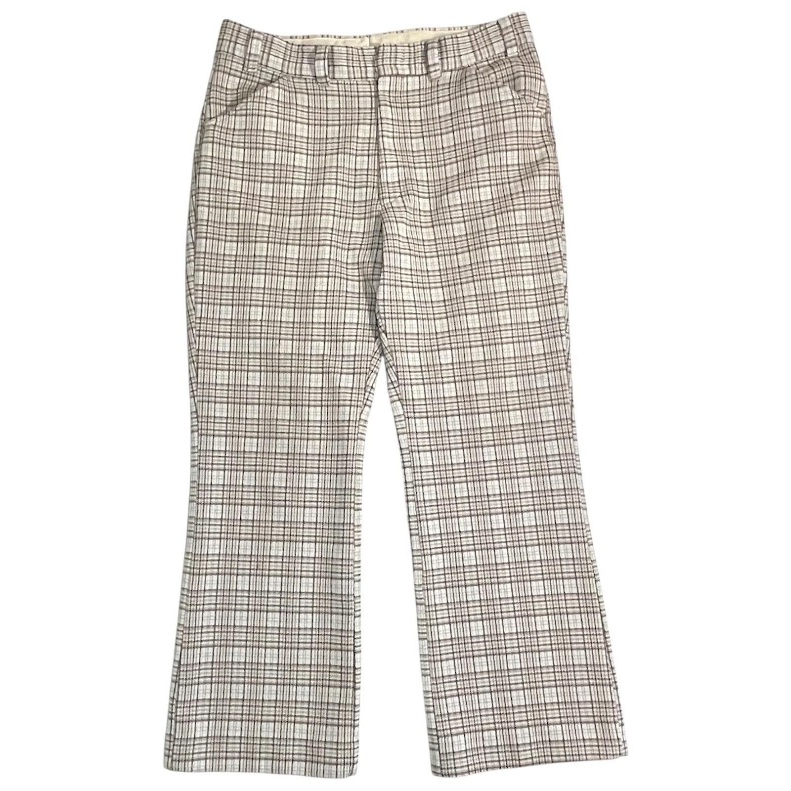Vintage 1980s Plaid Comfortable Wide Leg High Waist Flair Trousers Size US 30 / EU 46 - 1 Thumbnail