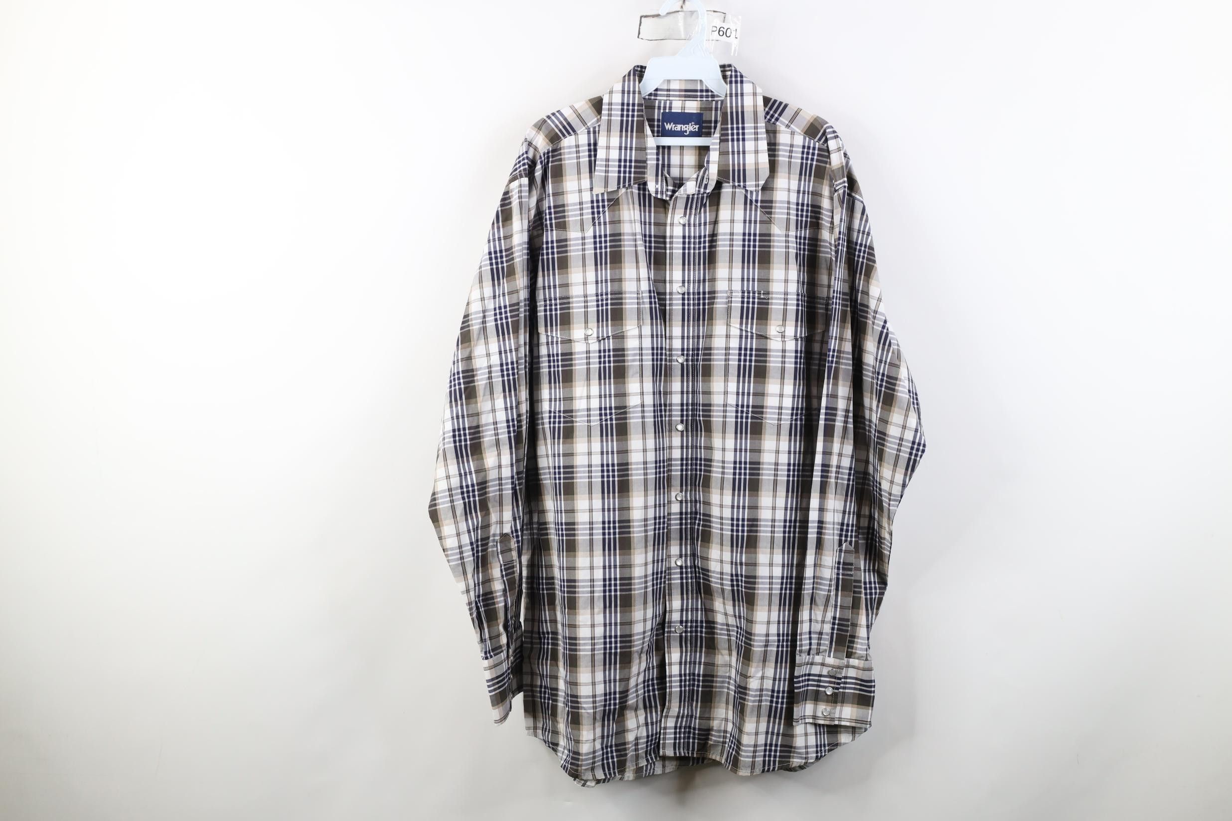 Wrangler Vintage 90s Wrangler Cowboy Pearl Snap Button Shirt Plaid Size US XL / EU 56 / 4 - 1 Thumbnail