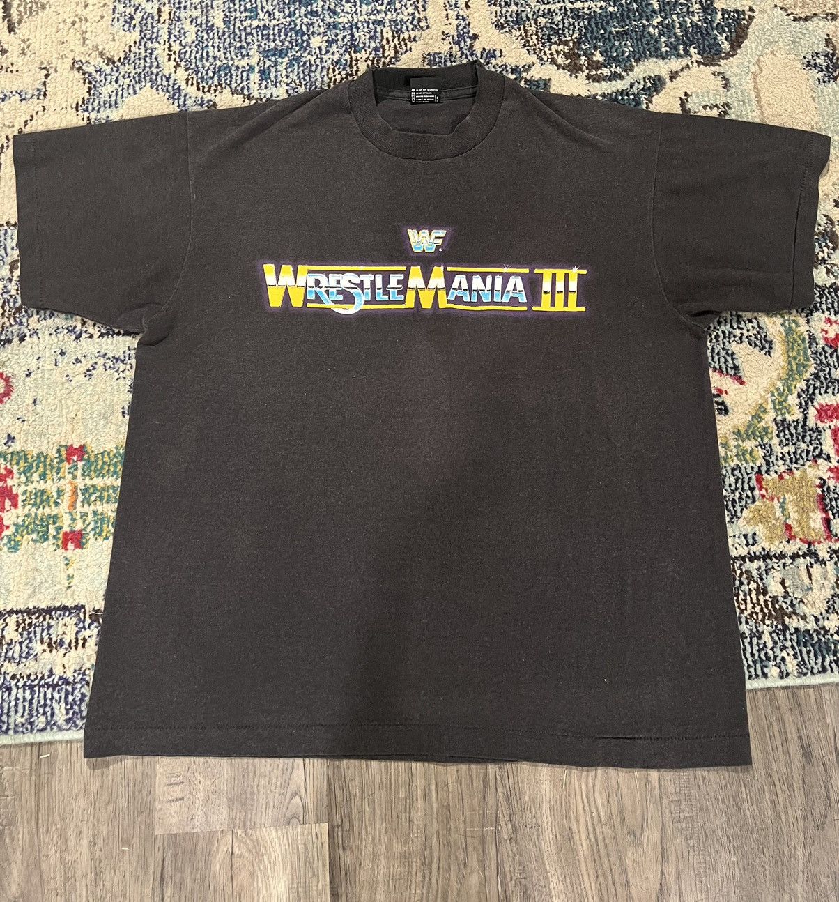 image of Vintage Wwf Wrestlemania 3 Shirt in Black, Men's (Size XL)