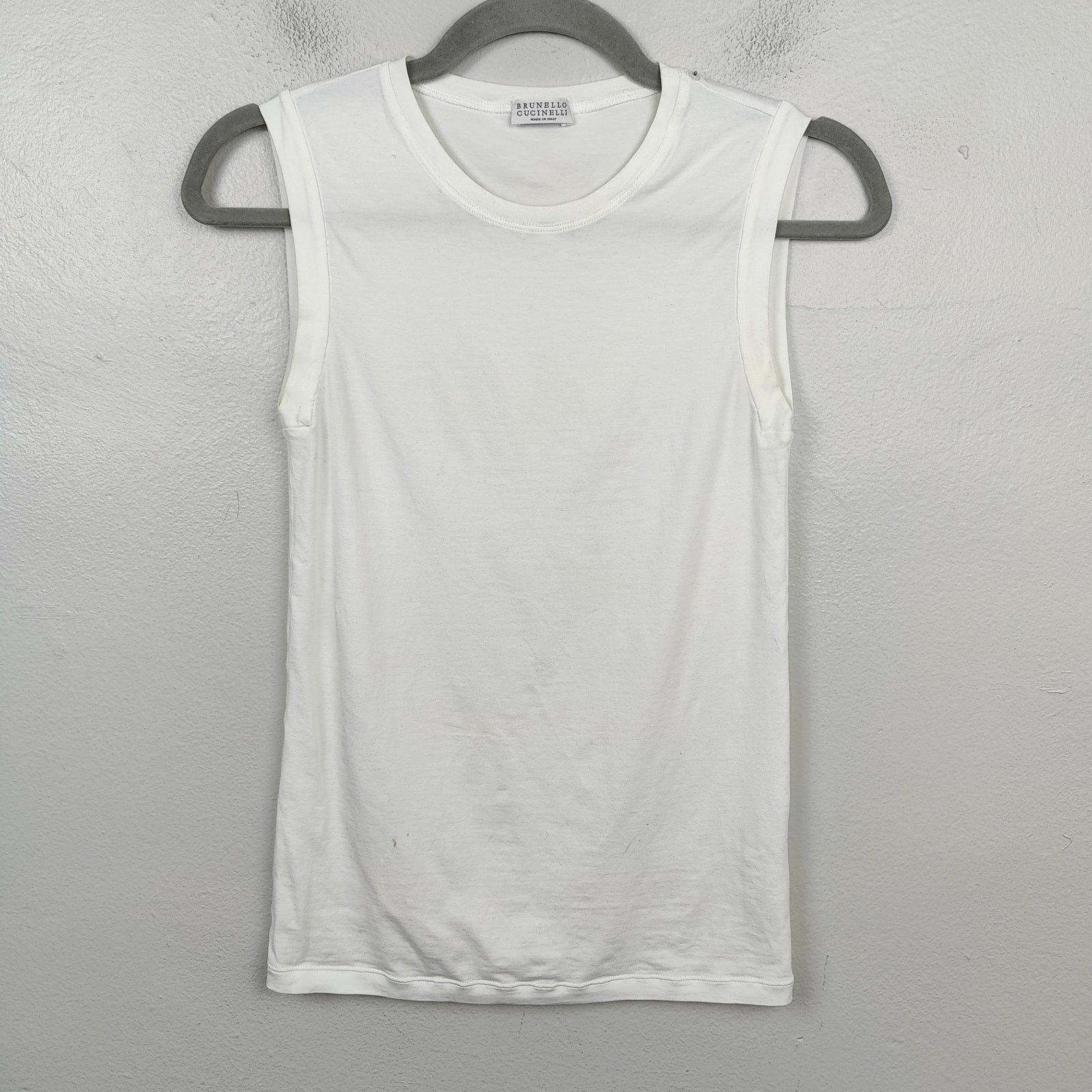 Brunello Cucinelli Brunello Cucinelli Tank Top Womens XS White Preppy Crewneck Size XS / US 0-2 / IT 36-38 - 1 Thumbnail